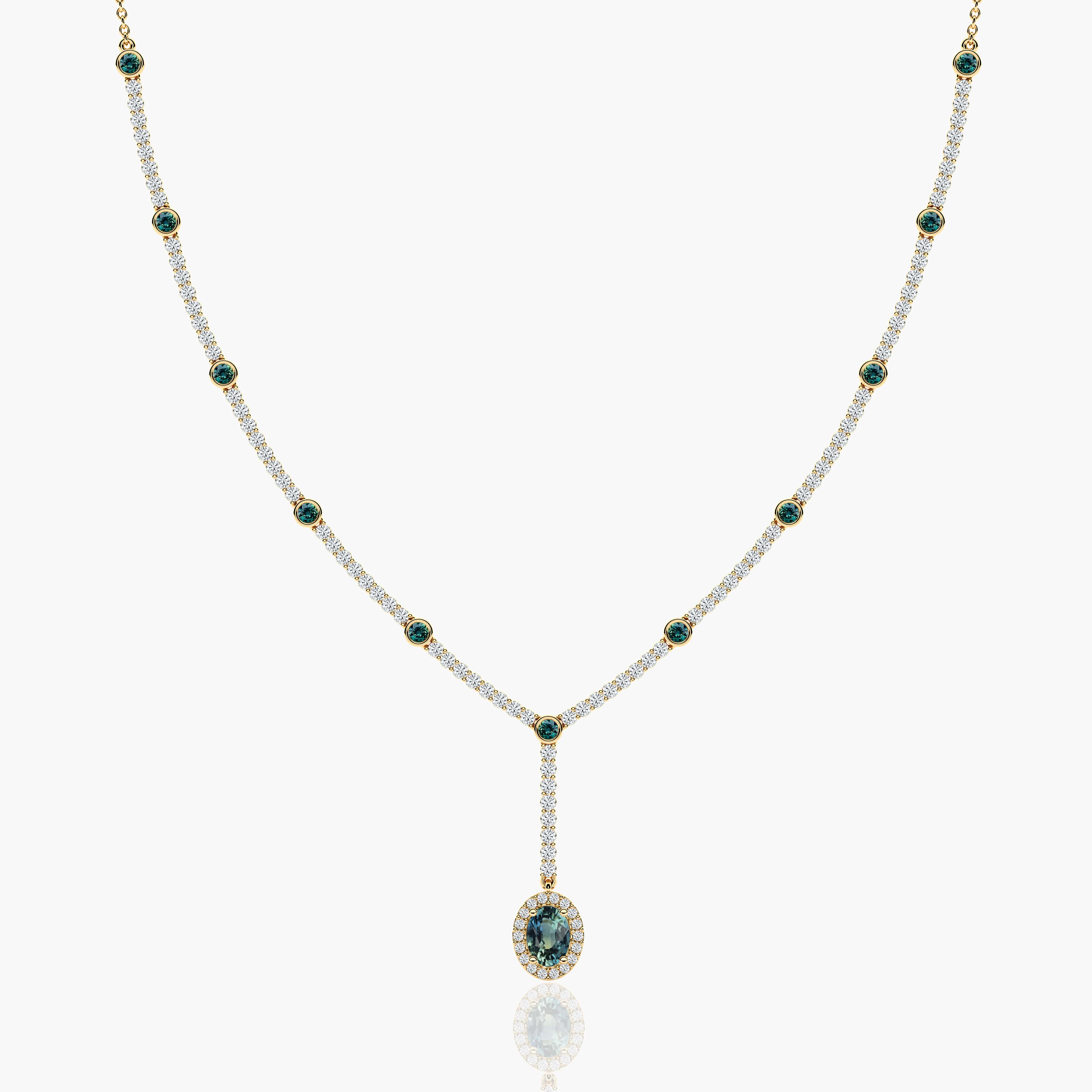 teal sapphire tennis necklace