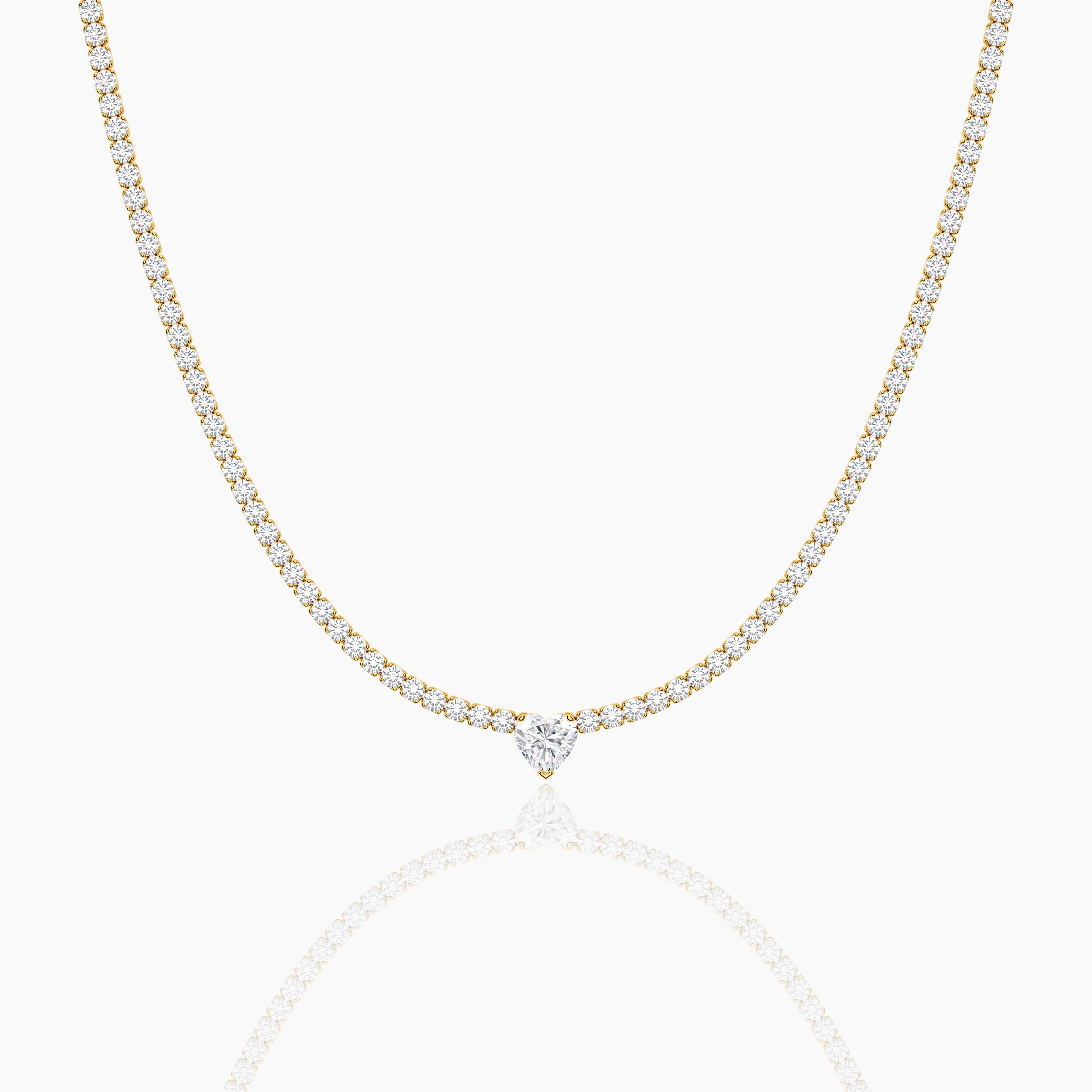 diamond tennis necklace yellow gold