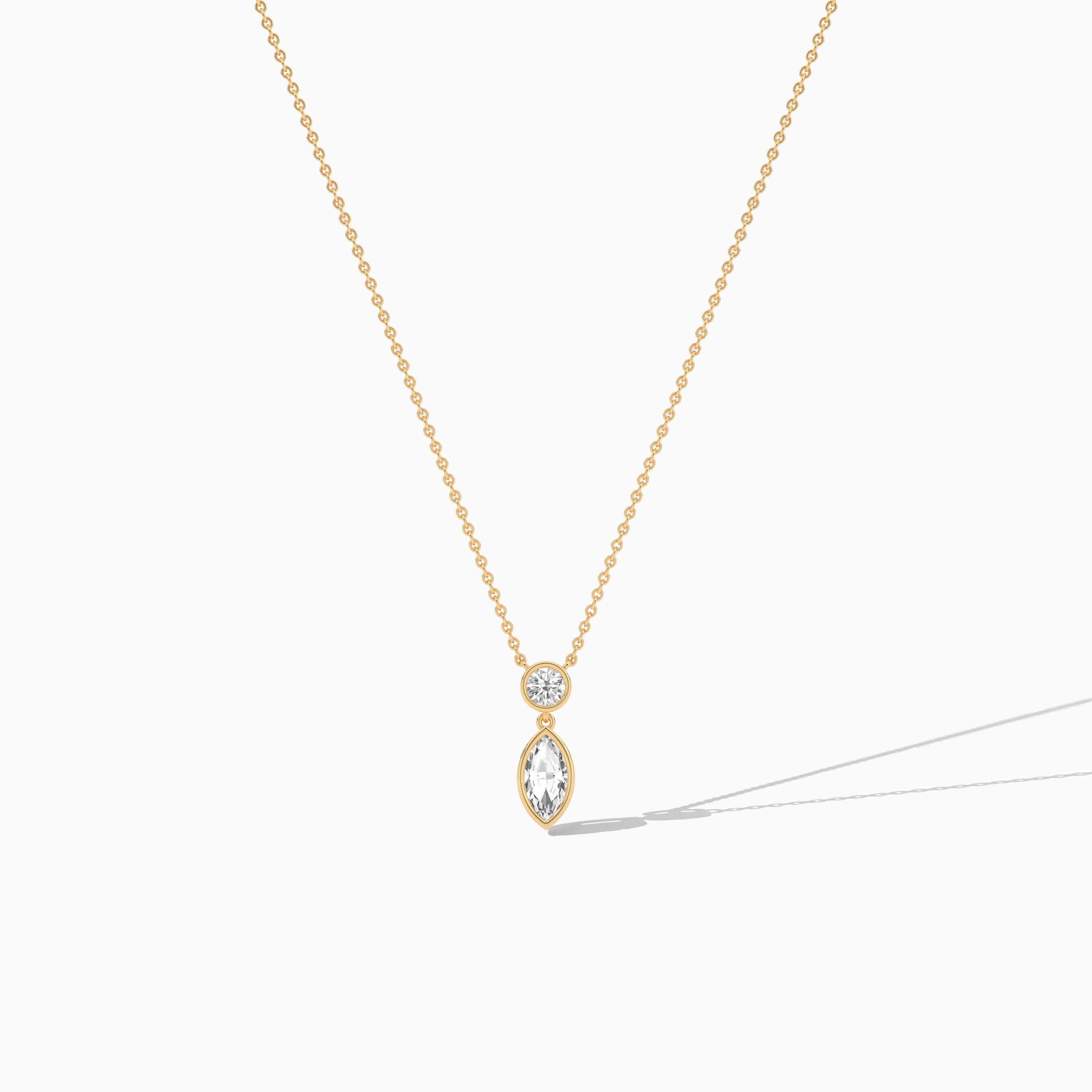 yellow gold diamond duo drop necklace