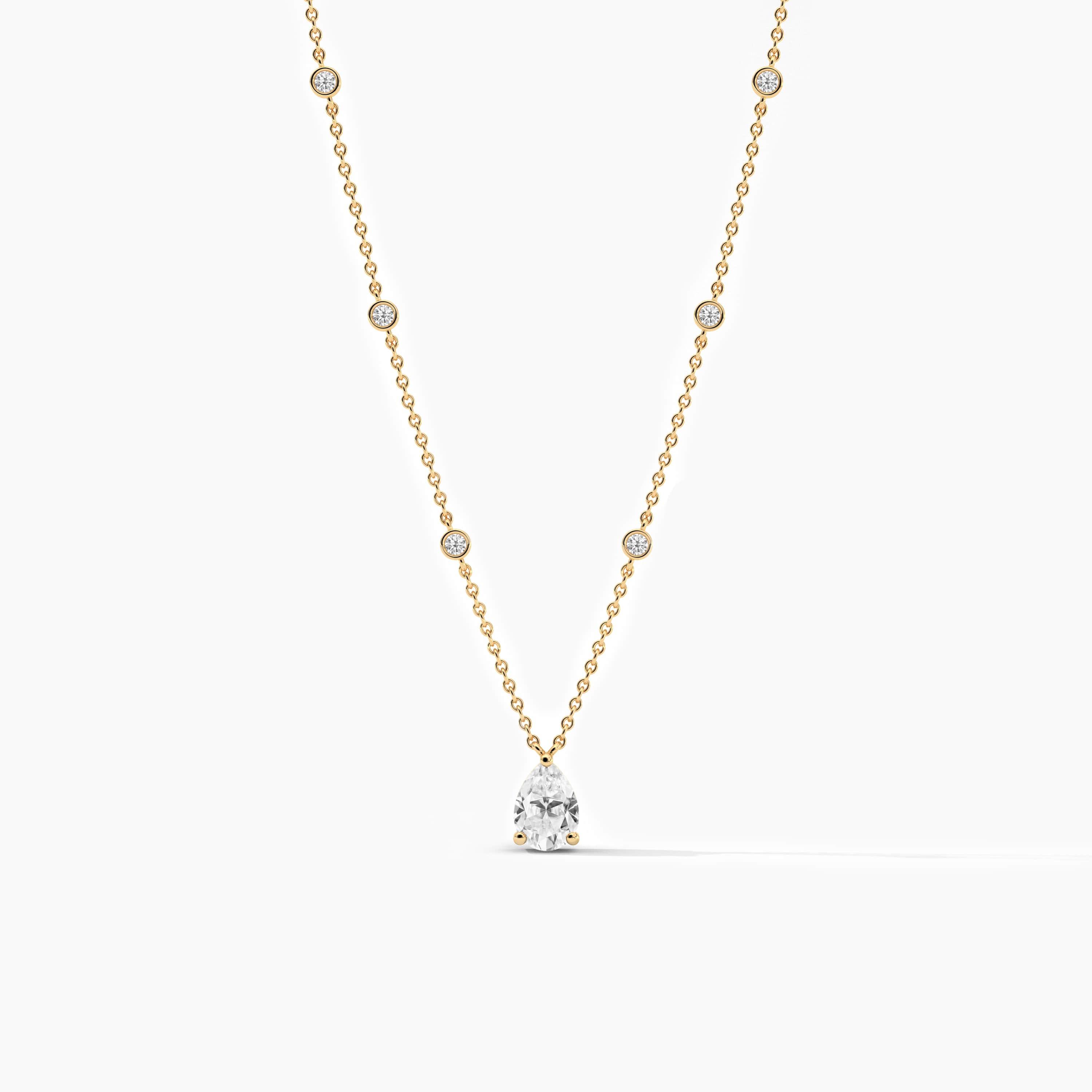  Diamond Station Necklace in 14K Yellow Gold