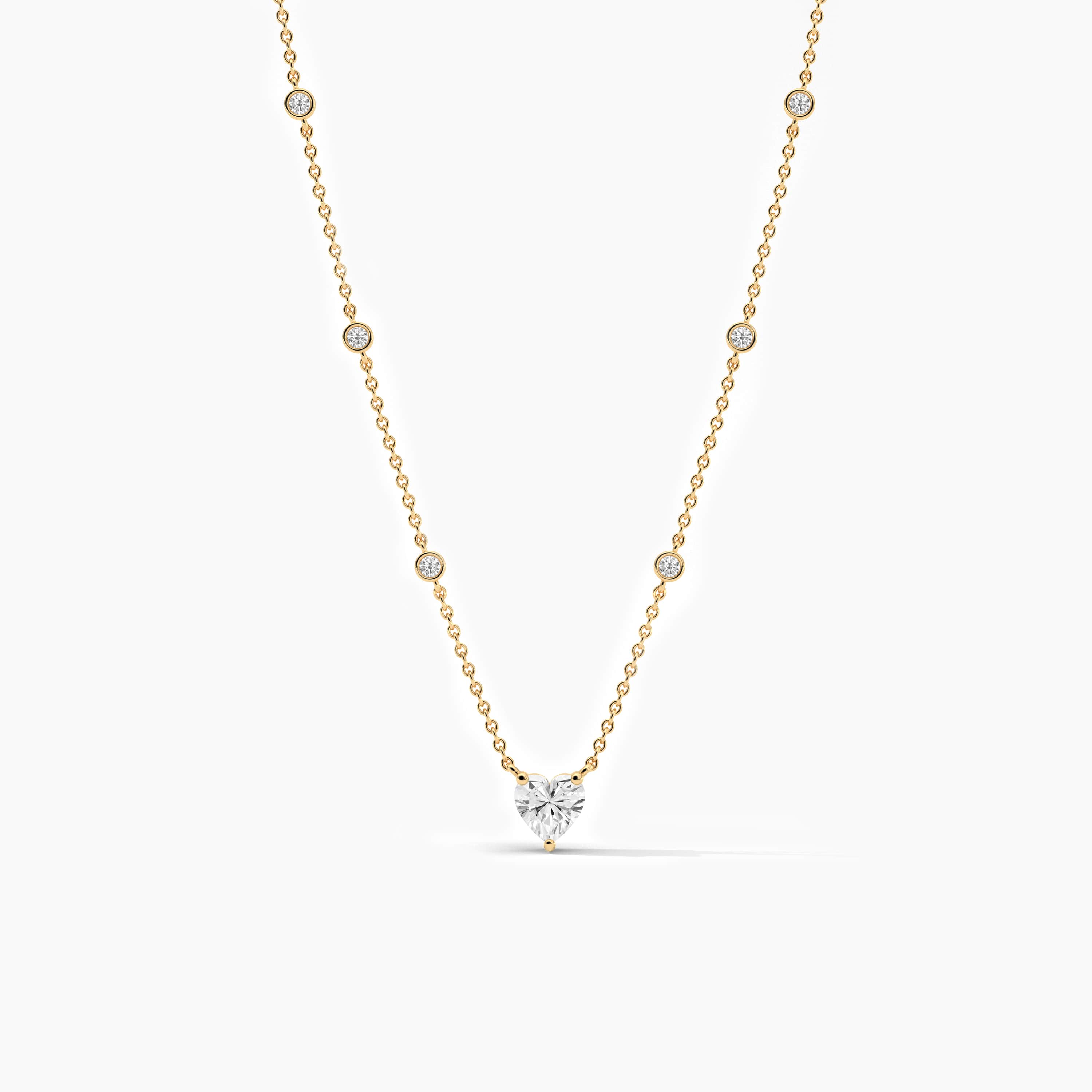 Heart Cut Diamond Station Necklace