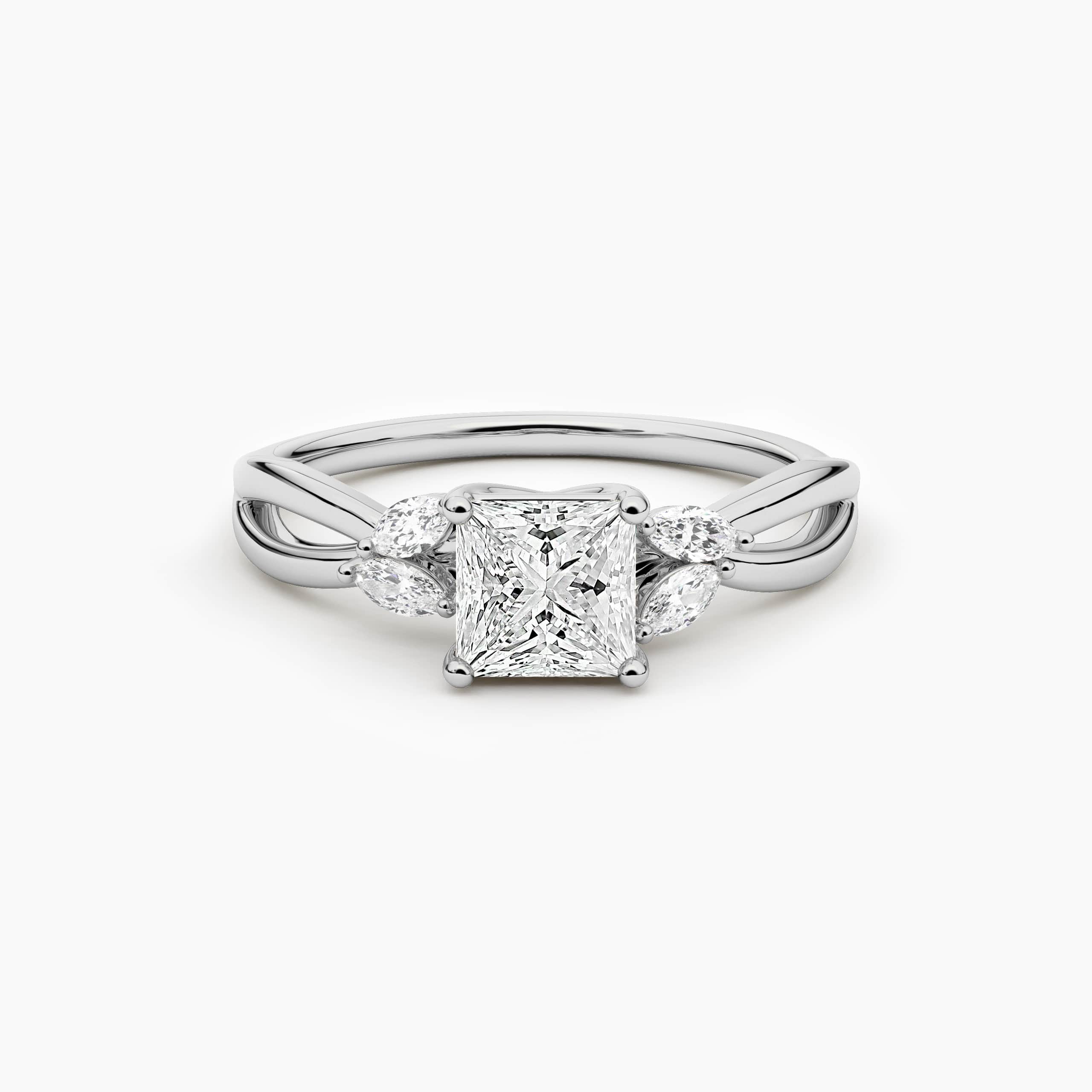 Nature Inspired Princess Cut Moissanite Engagement Ring