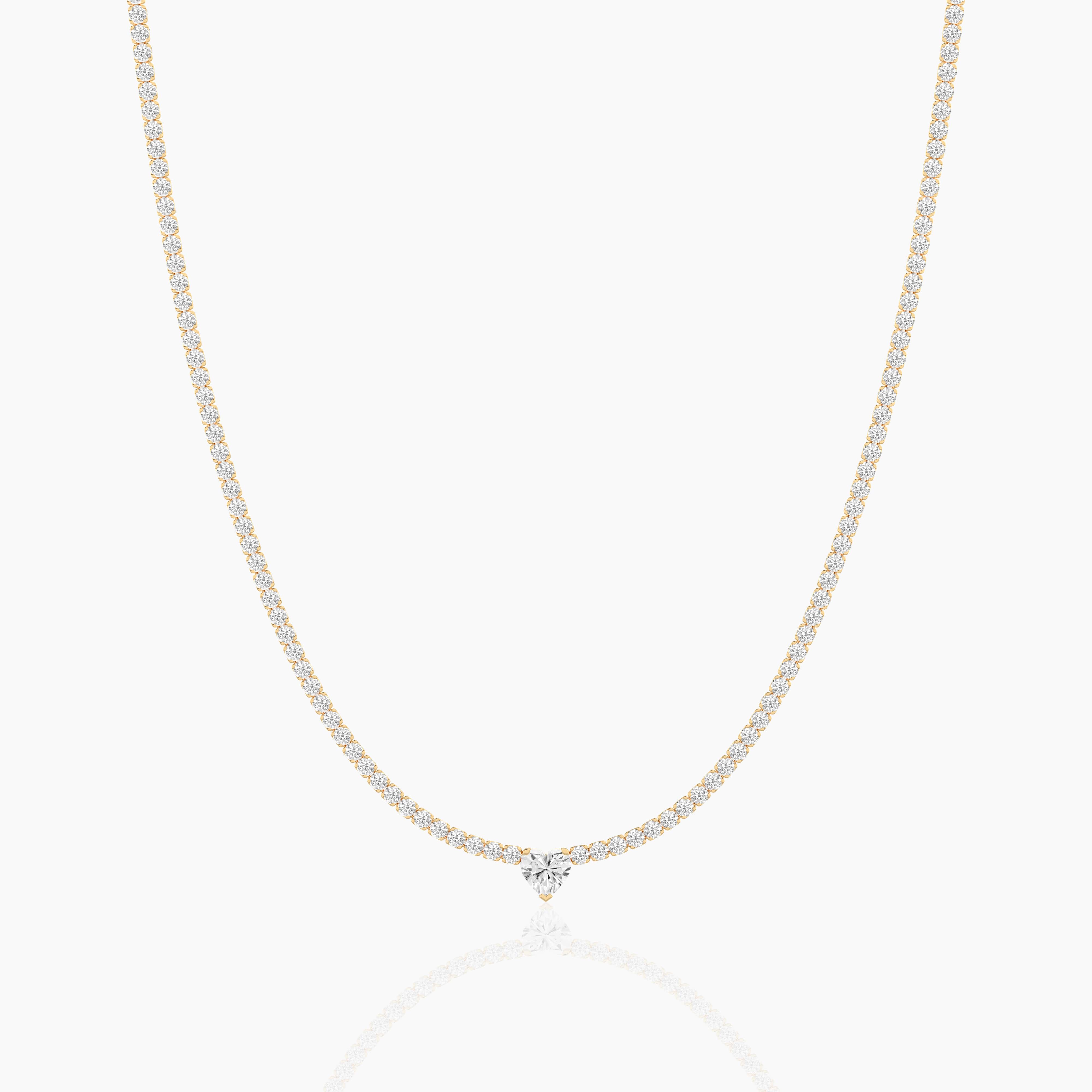 diamond tennis necklace yellow gold