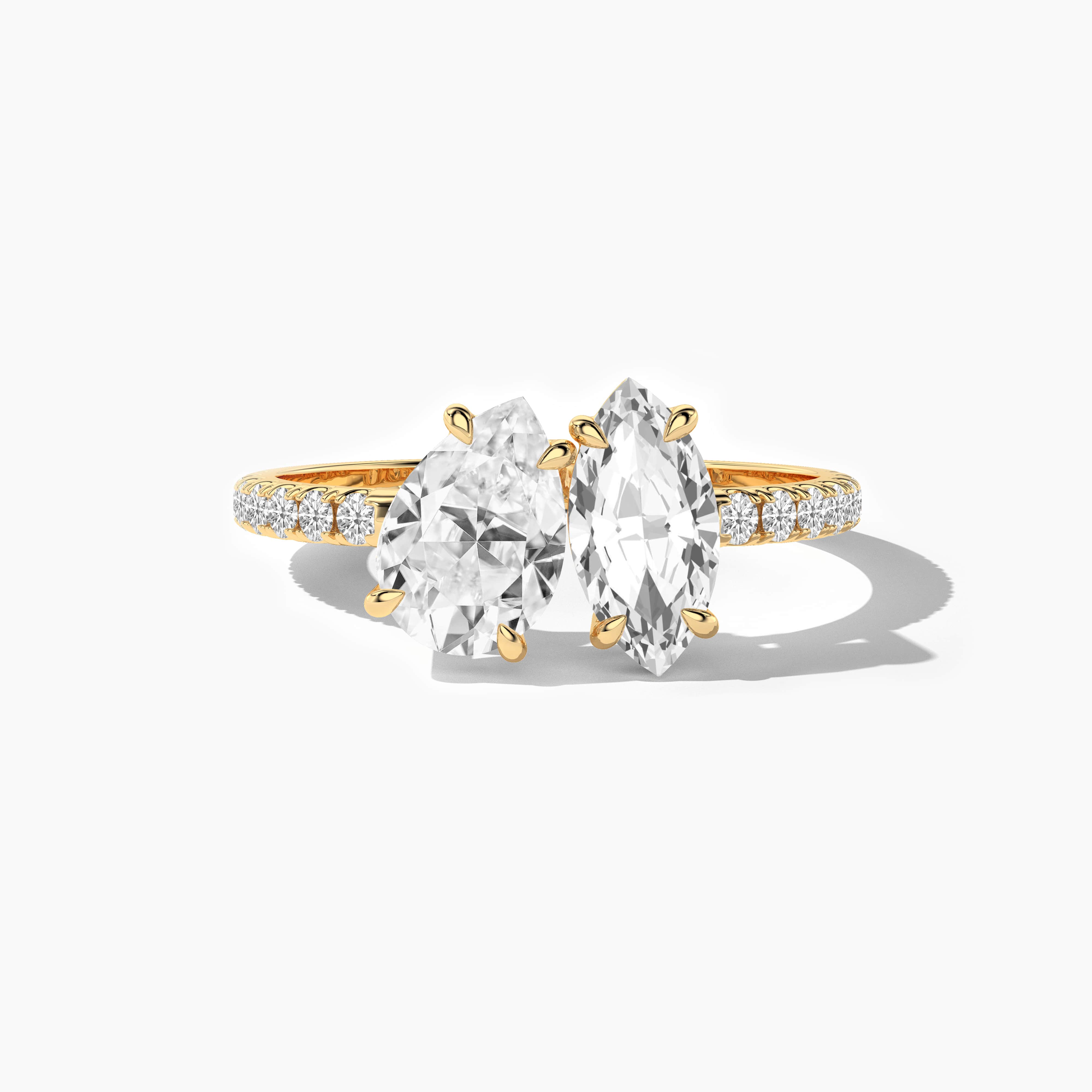 Pear And Marquise Cut Toi Et Moi Engagement Ring In Yellow Gold