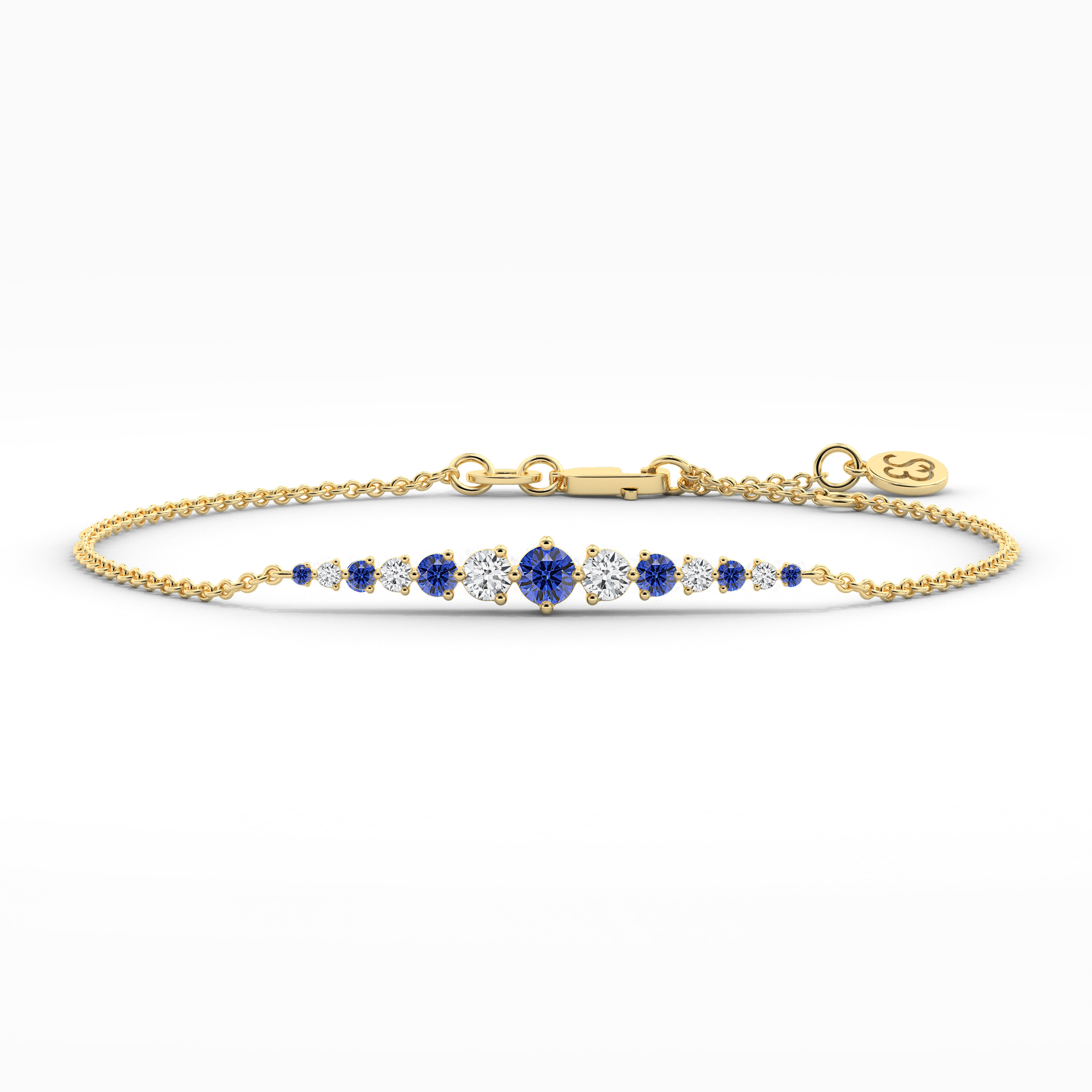 sapphire and diamond graduated bracelet