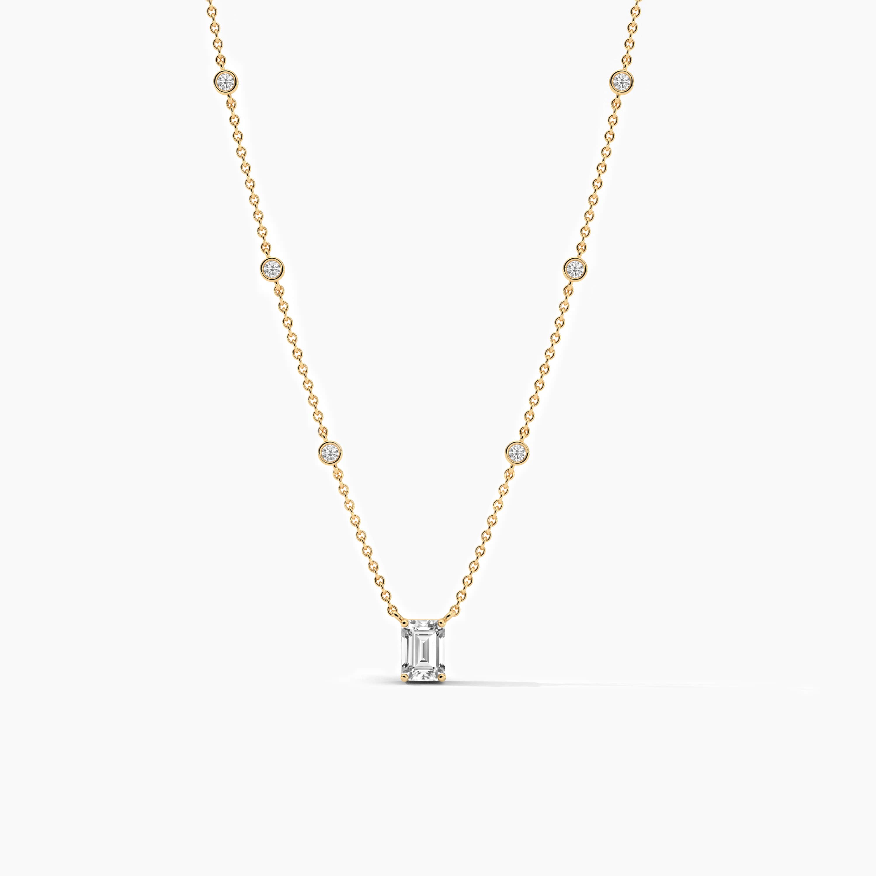 Diamond Station Necklace 14k Yellow Gold