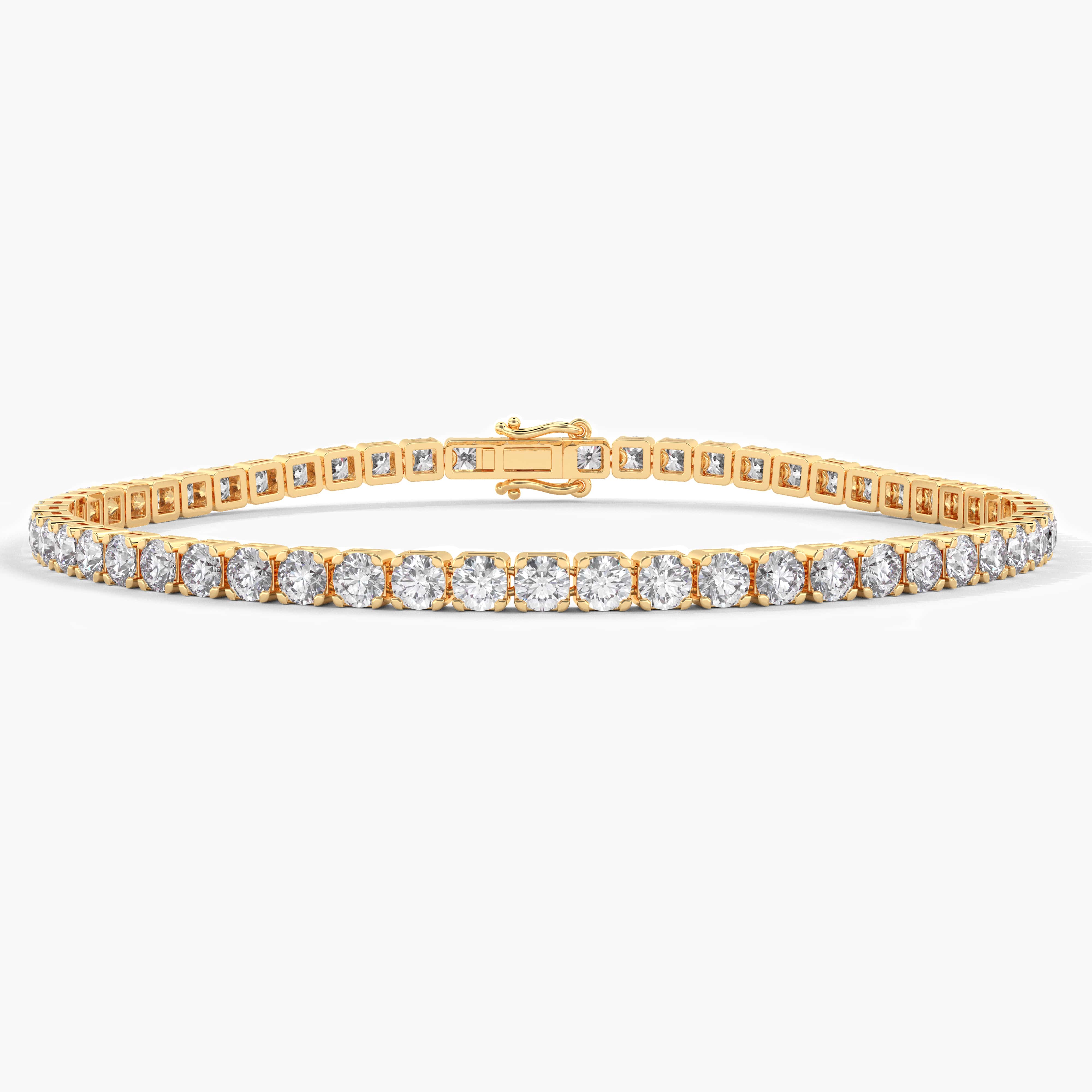 14k Yellow Gold 1.8mm 4 Prong Round Shape Diamond Tennis Bracelet