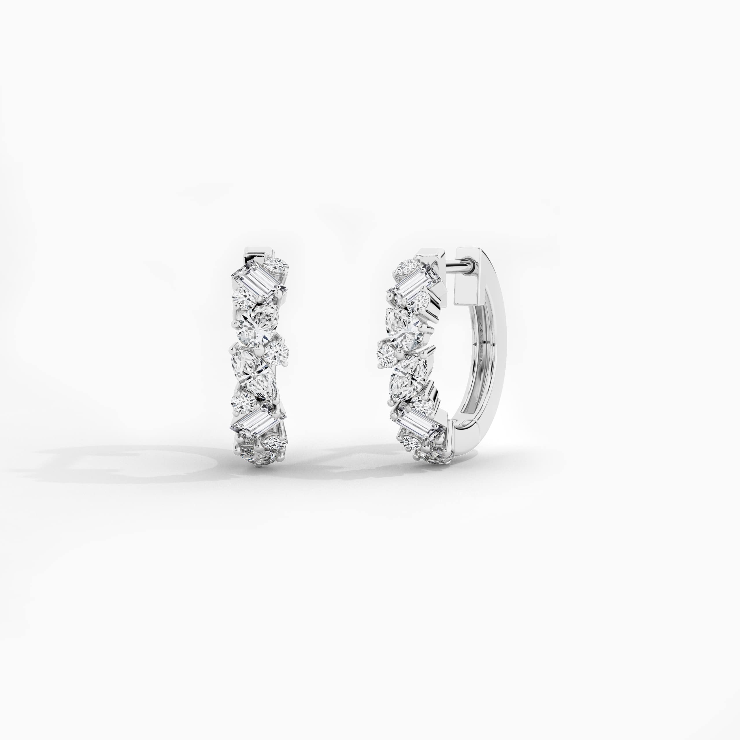 white gold diamond hoop earings