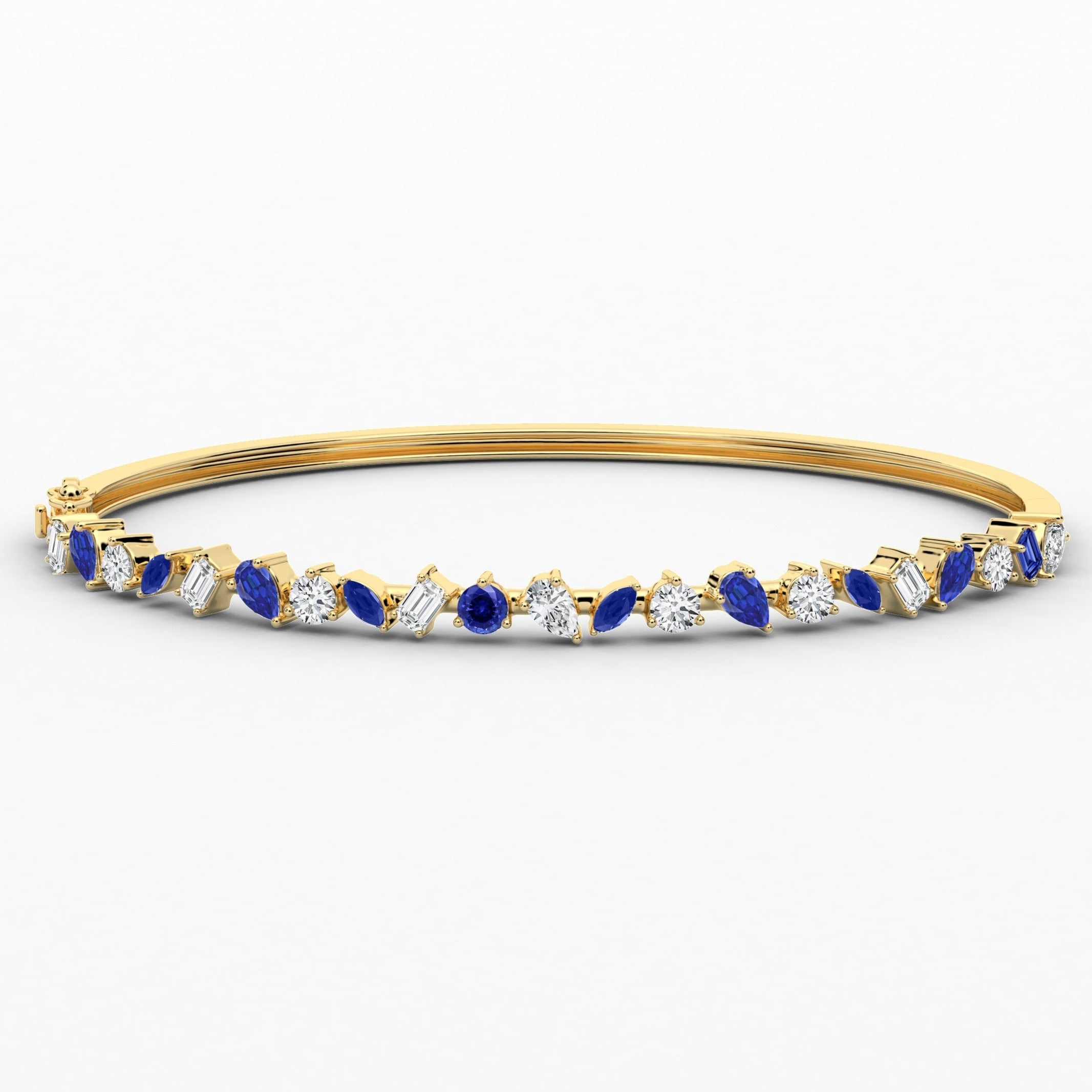 Multi Fancy-Shape Blue Sapphire Diamond Bracelet In Yellow Gold For Woman 