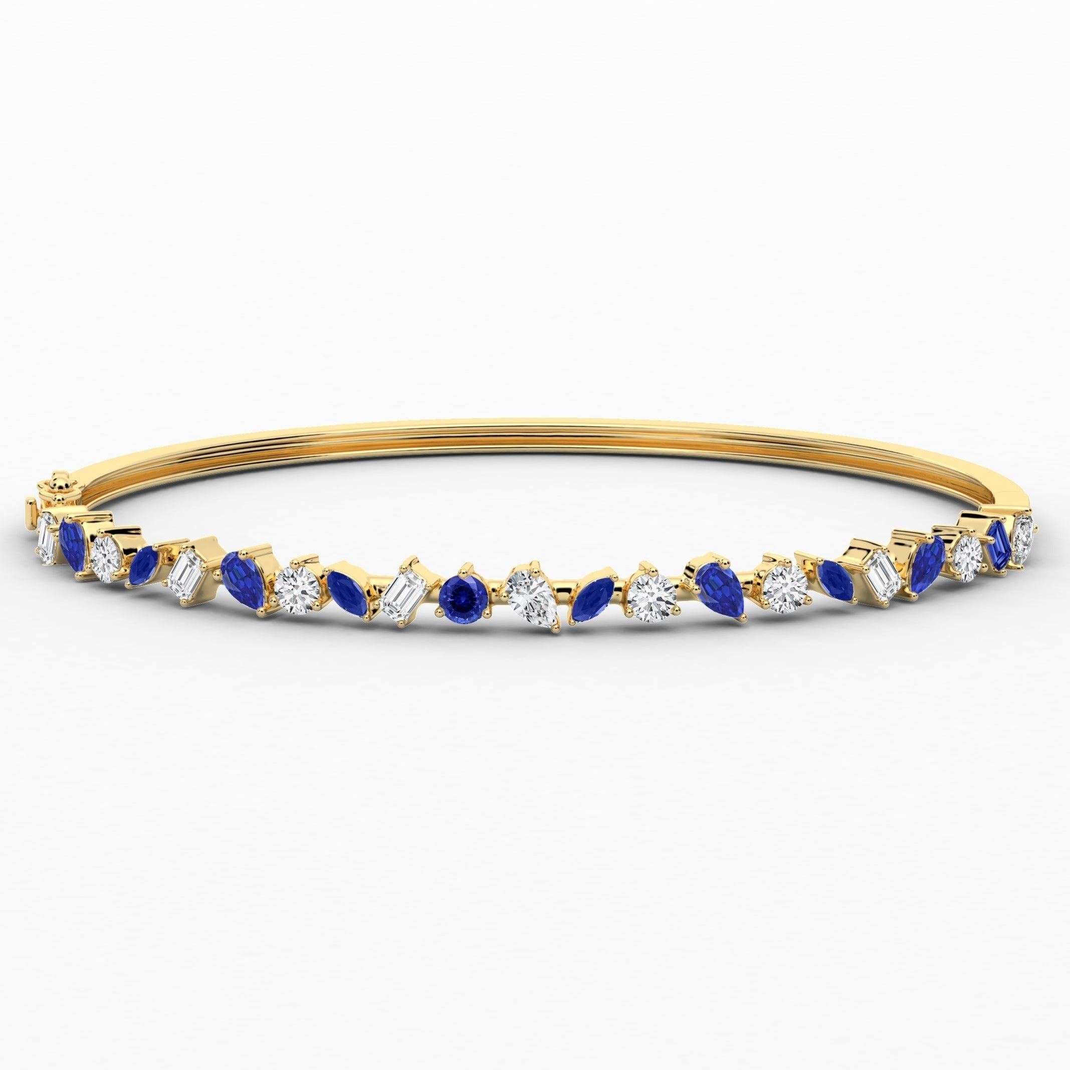 Multi Fancy-Shape Blue Sapphire Diamond Bracelet In Yellow Gold For Woman 