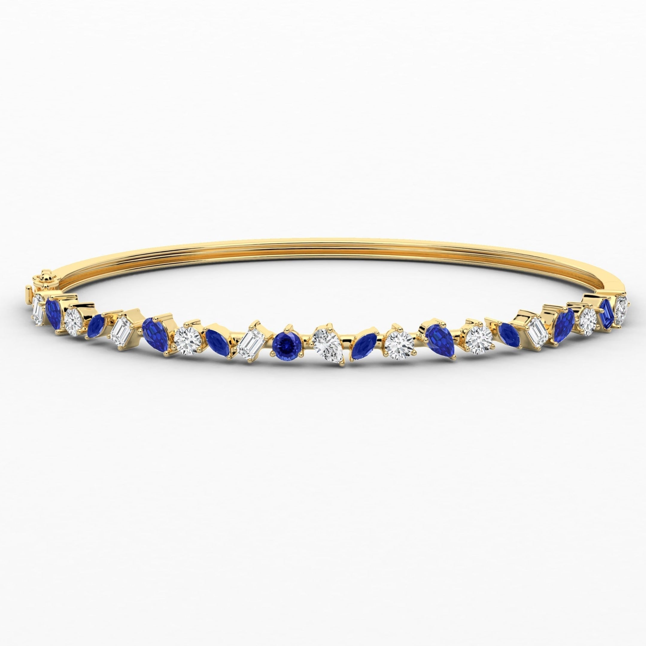 Multi Fancy-Shape Blue Sapphire Diamond Bracelet In Yellow Gold For Woman 