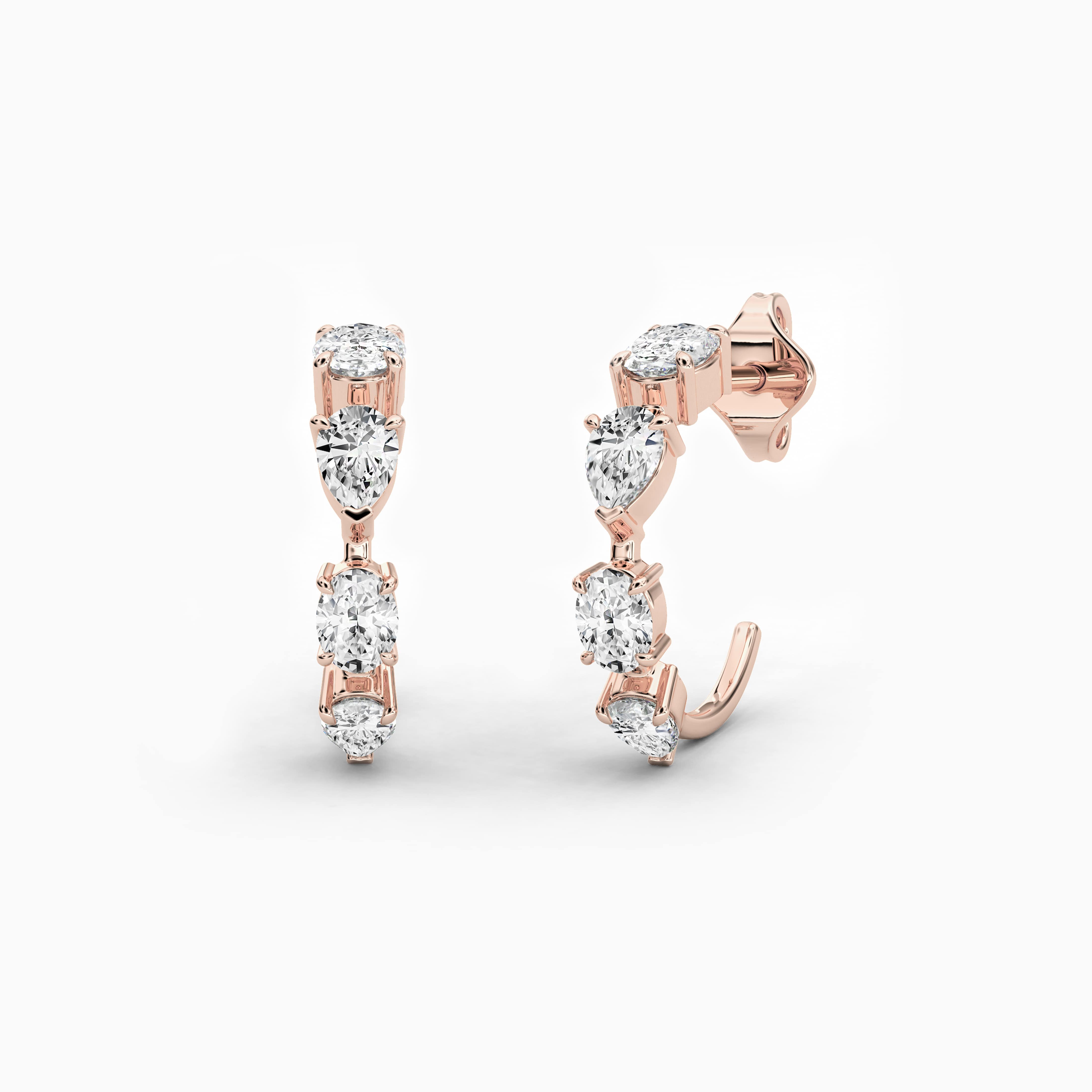 Multi shape diamond hoop earrings