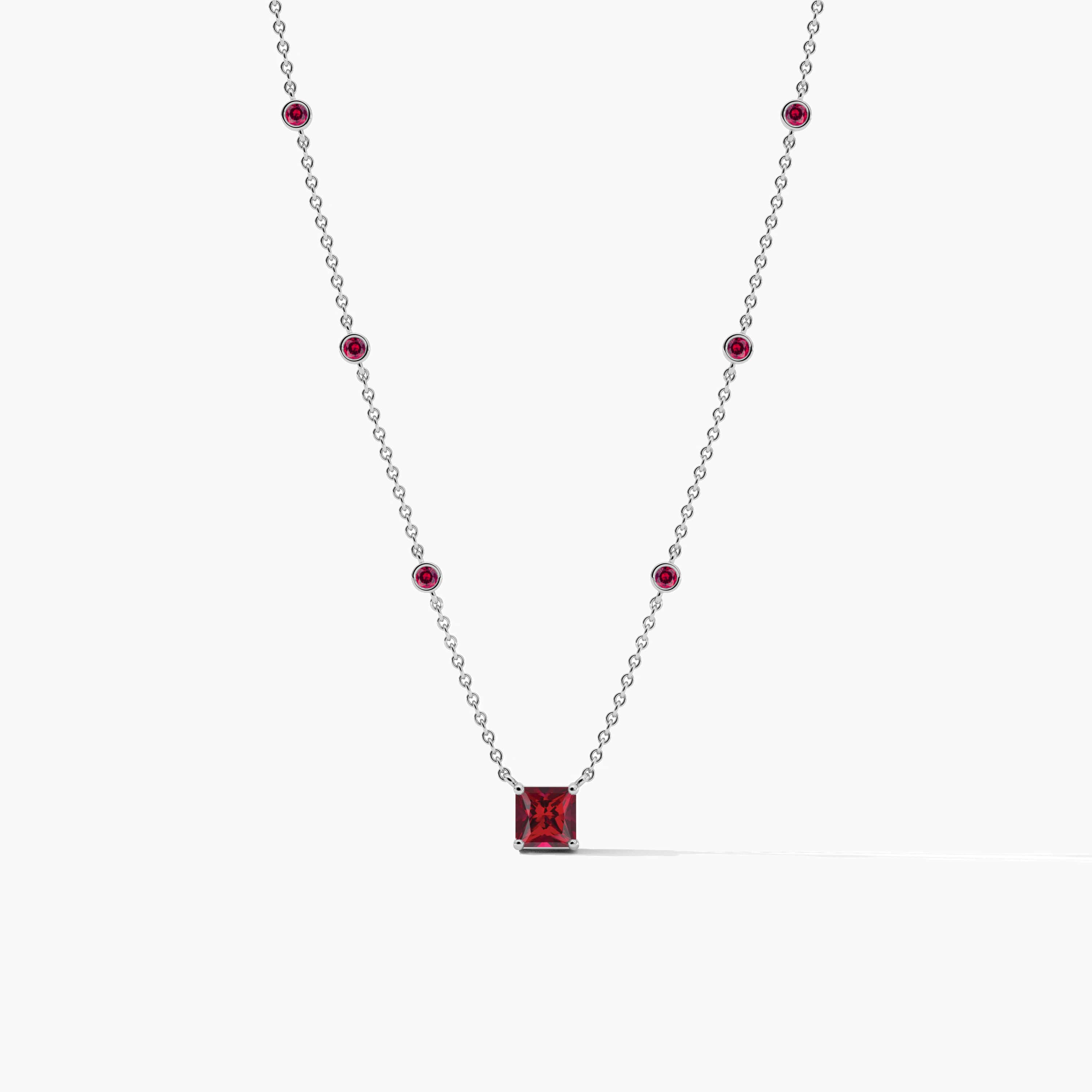 bezel set diamond station necklace