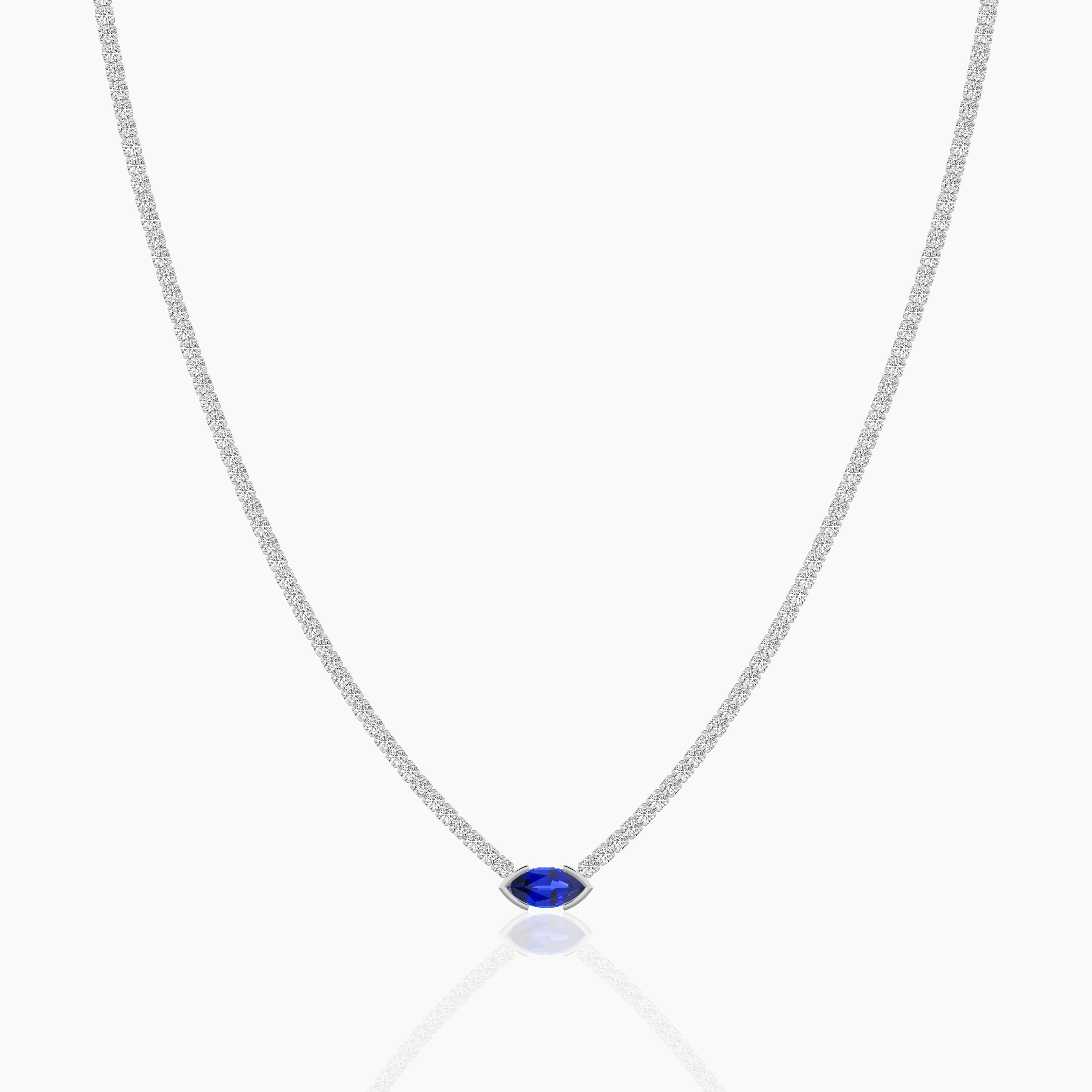 white gold blue sapphire necklace