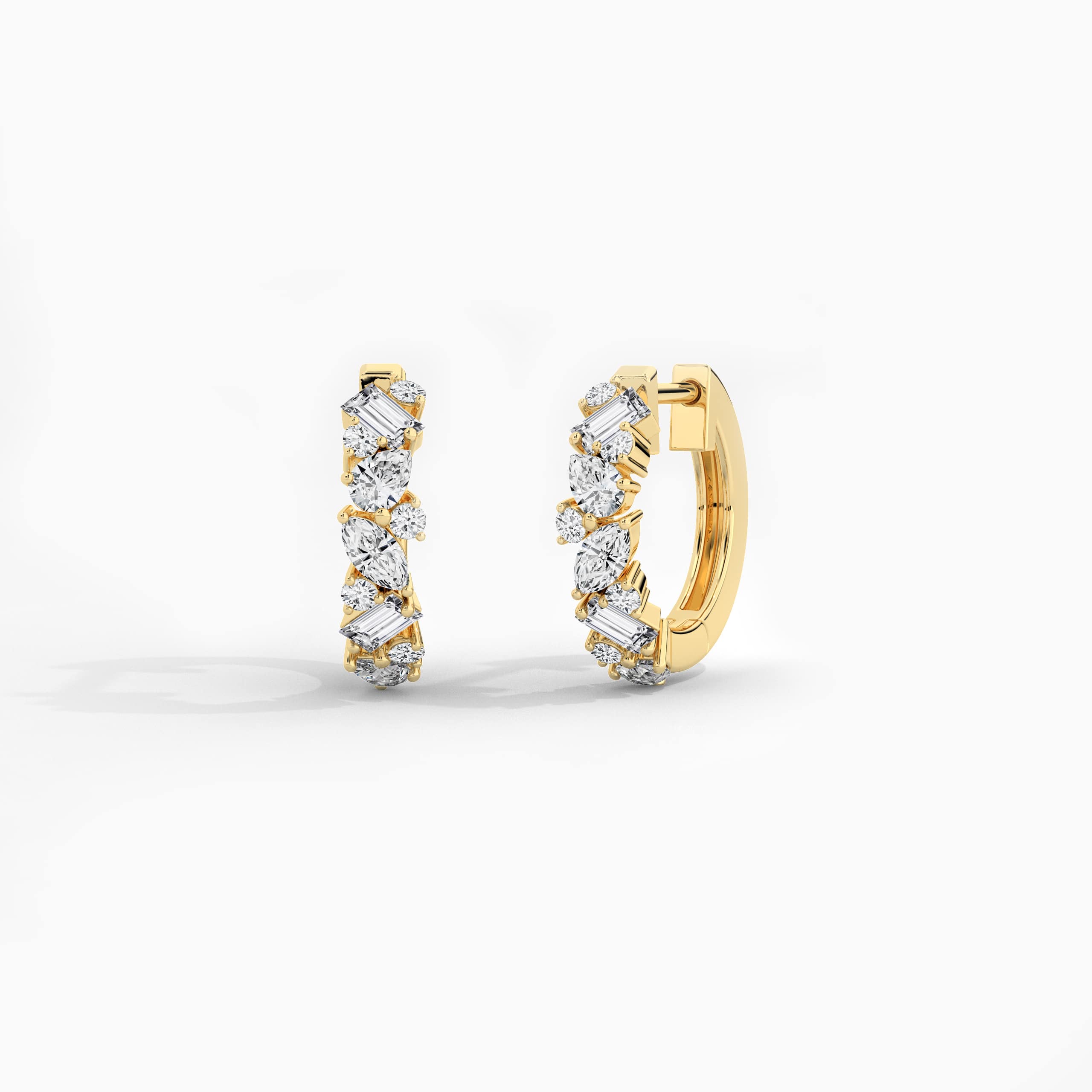 gold hoop diamond earrings
