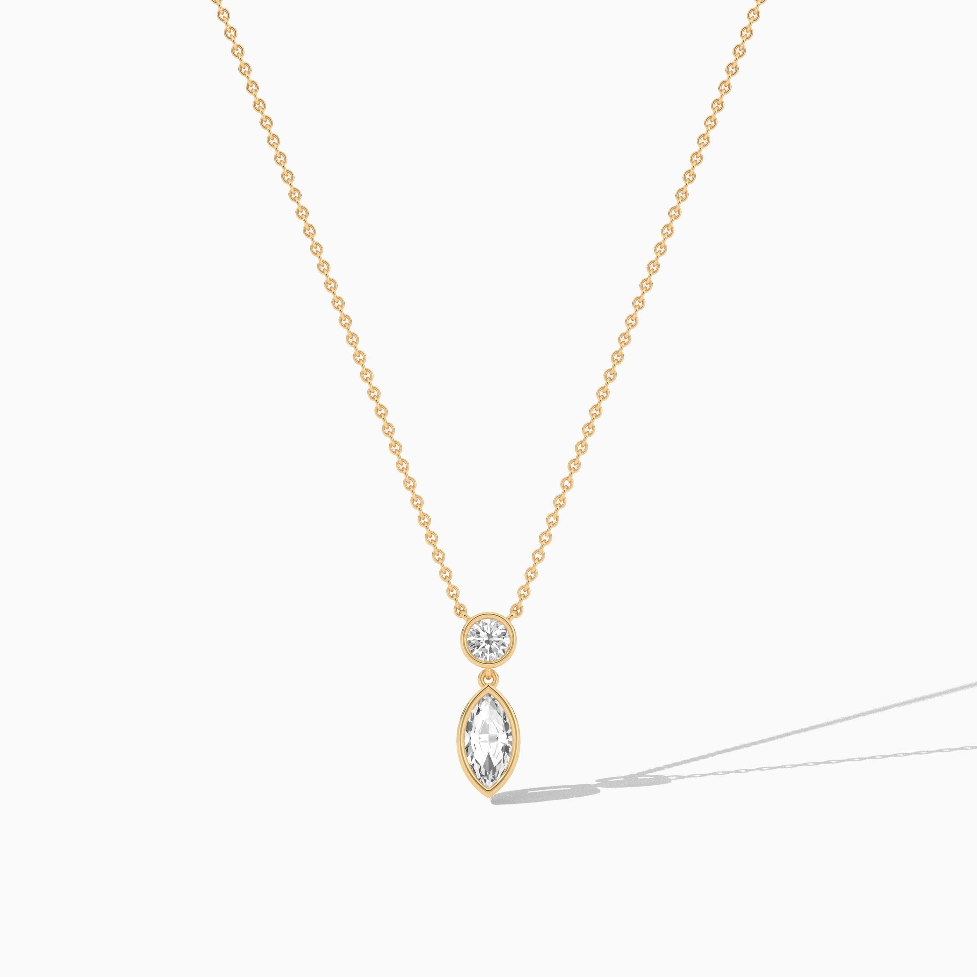 yellow gold diamond duo drop necklace