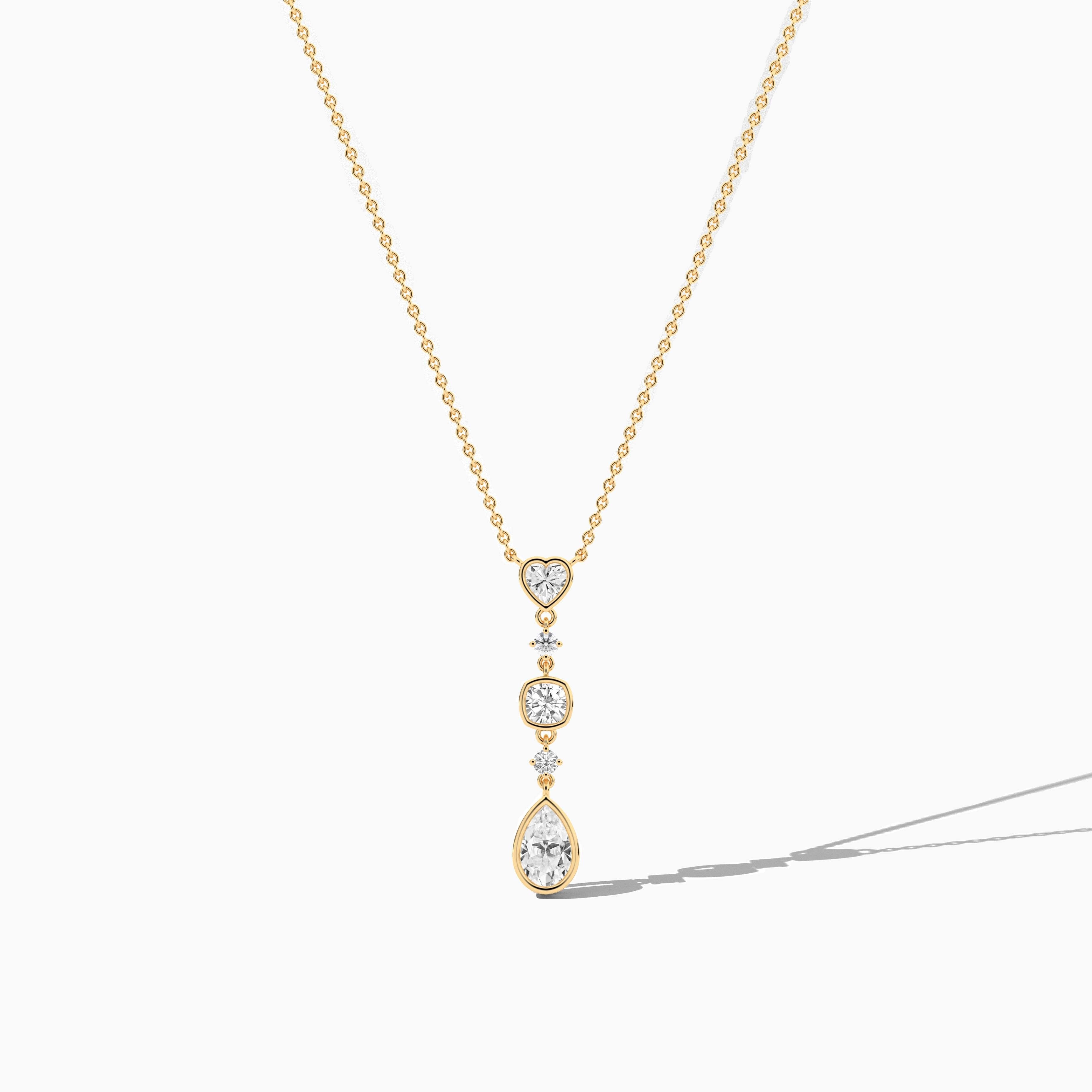 yellow gold pear diamond necklace 