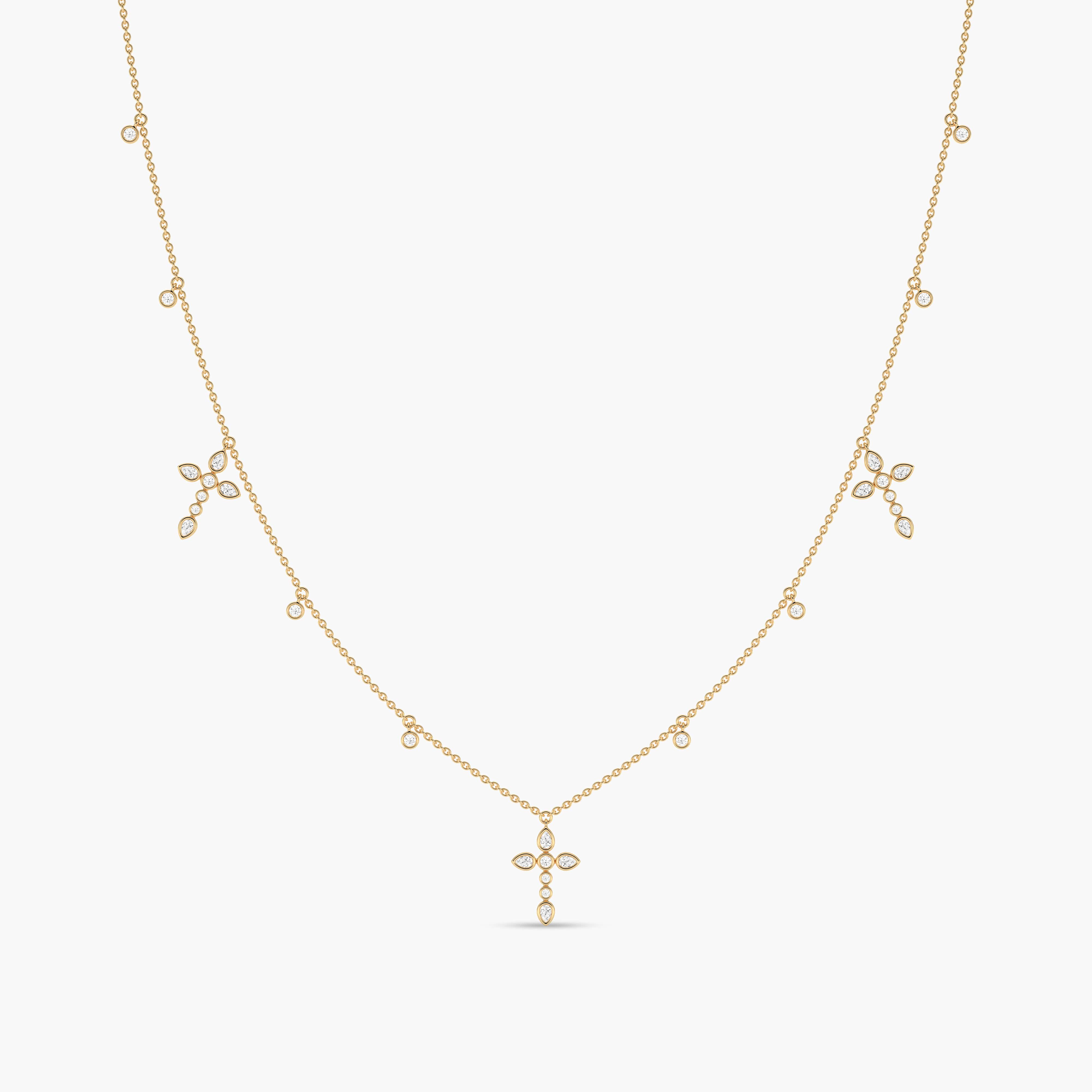 14k yellow gold diamond cross necklace