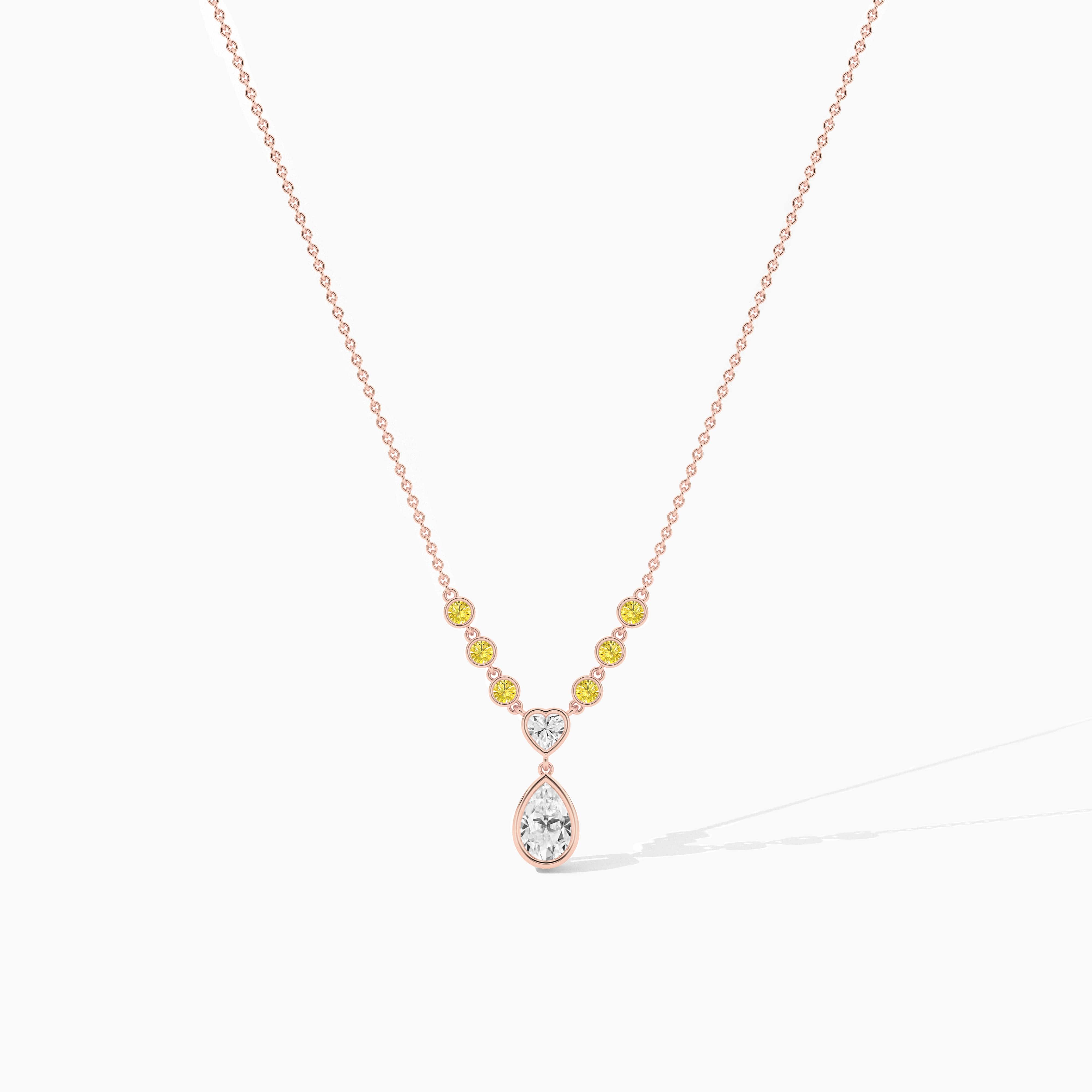 rose gold yellow diamond station necklace 