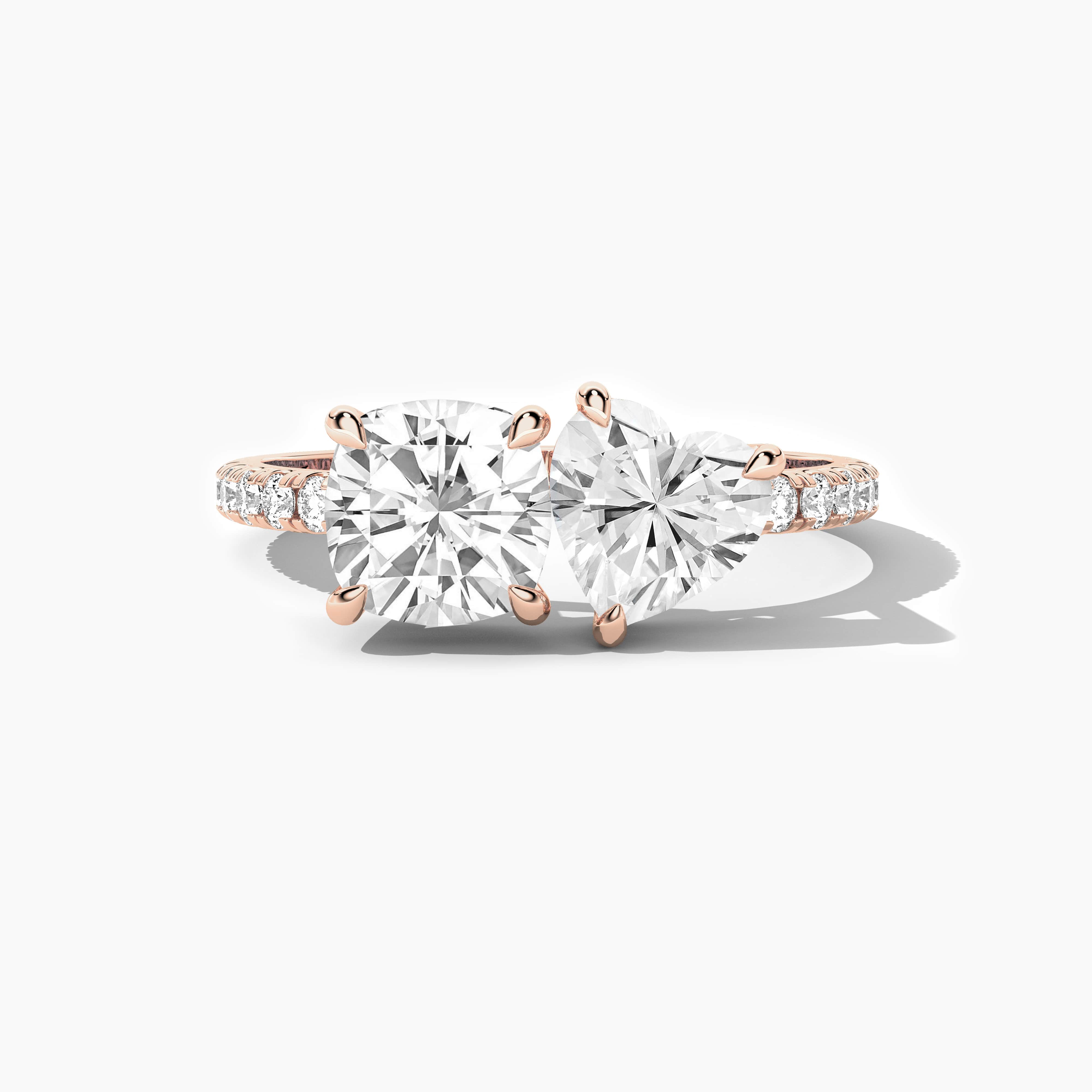 Cushion & Heart Shape Moissanite Wedding Ring In Rose Gold