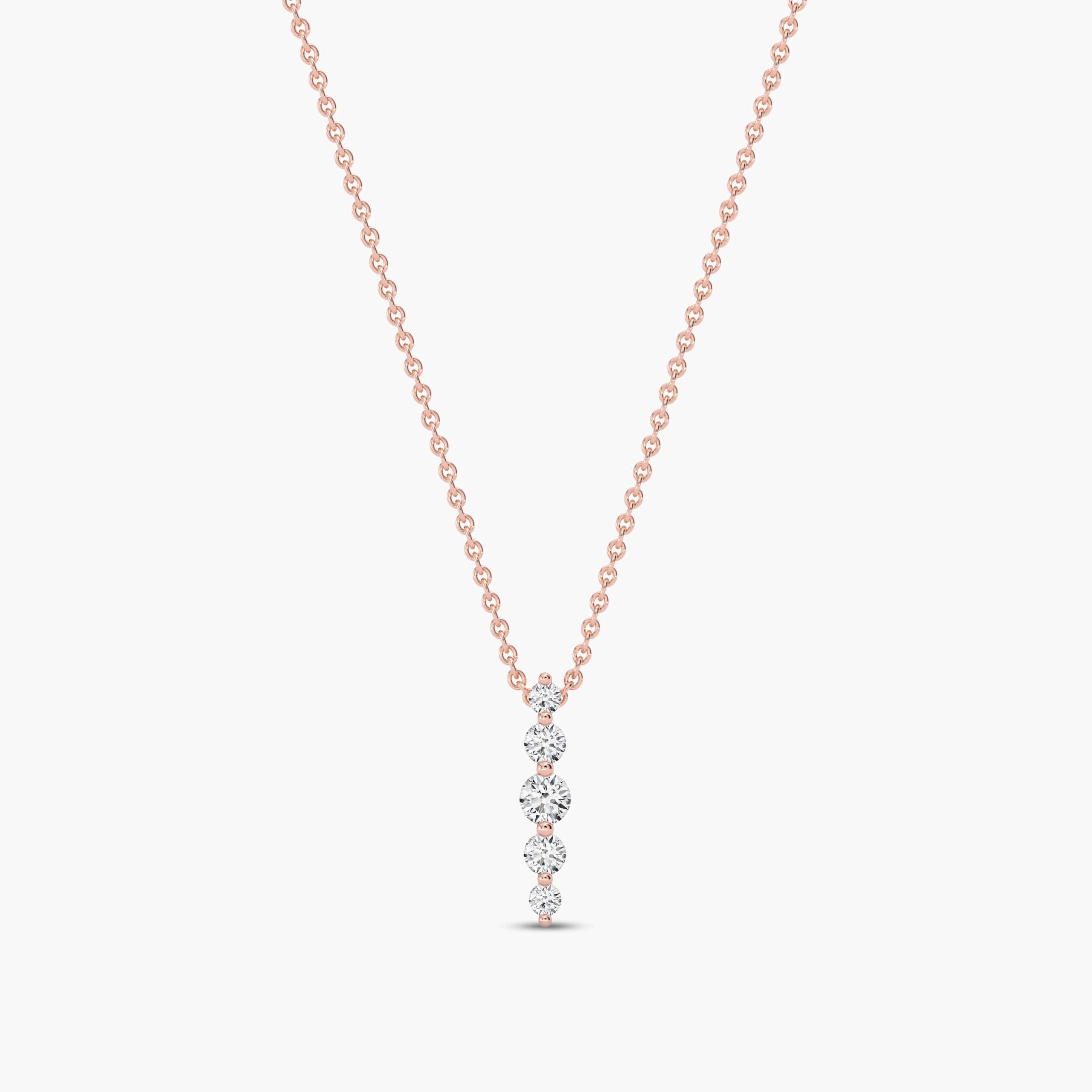 Round Cut Diamond Necklaces For Woman In Rose Gold