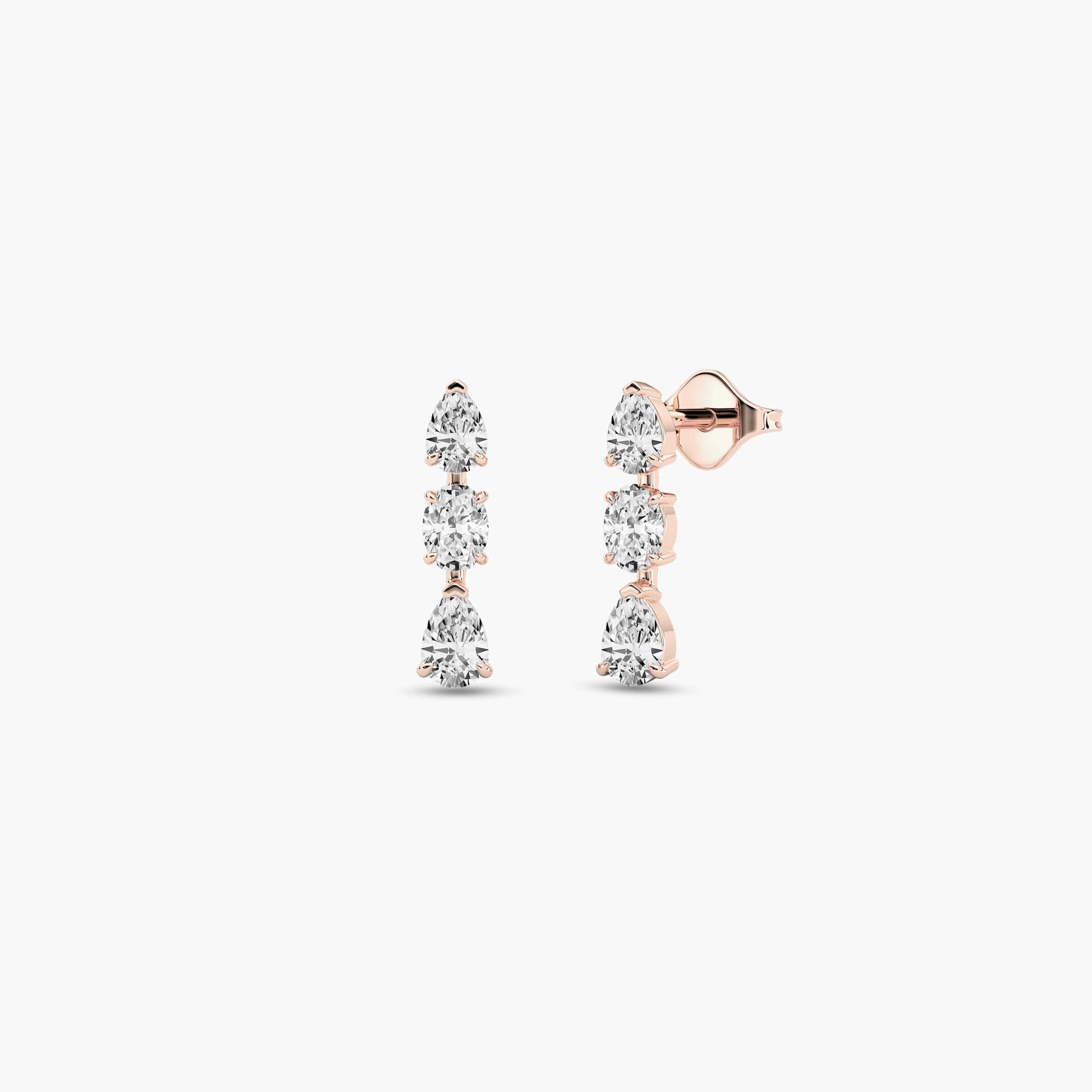 14k rose gold pear shaped and oval drop earrings