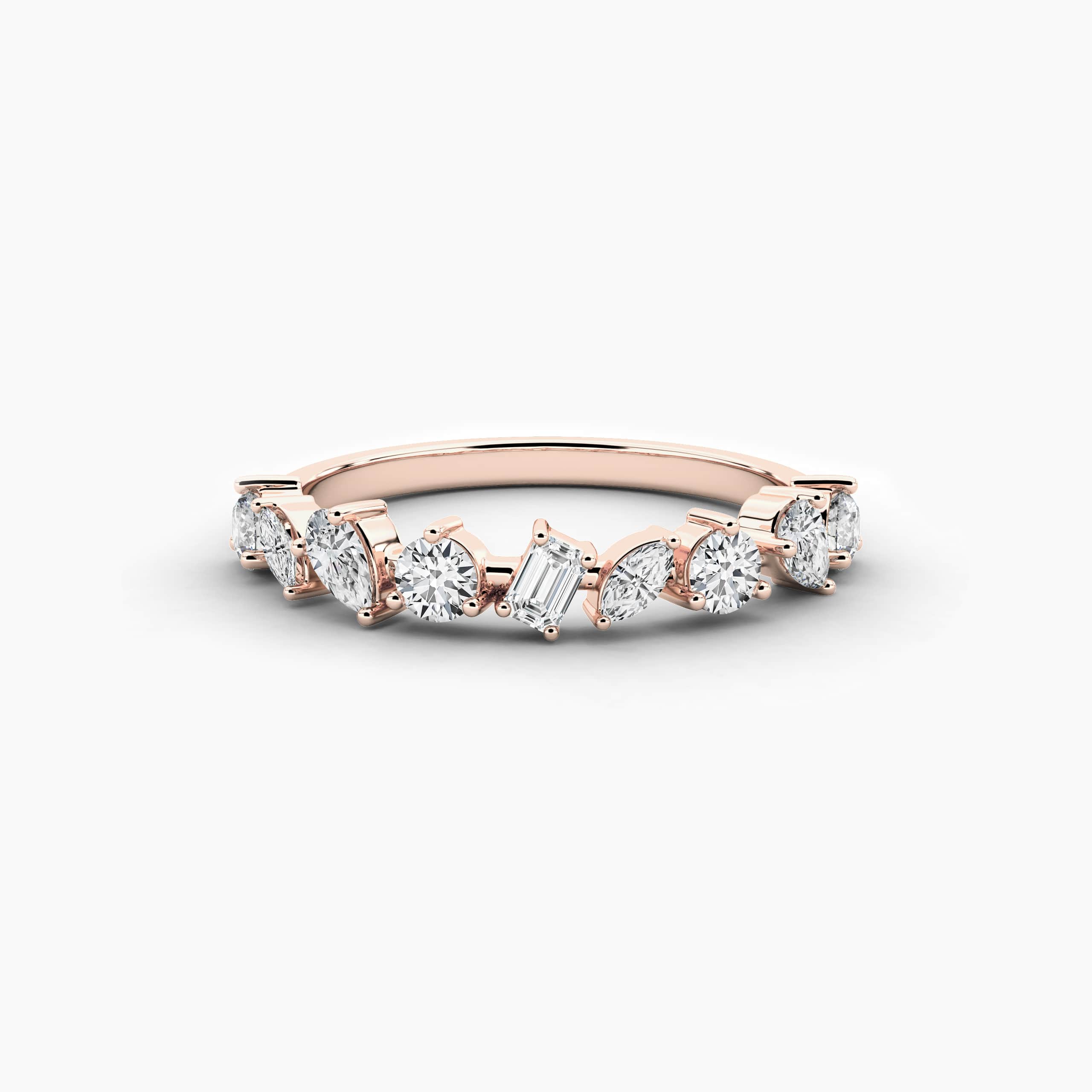 Cluster Engagement Ring In Multi Shape Moissanite Diamond Ring In Rose Gold