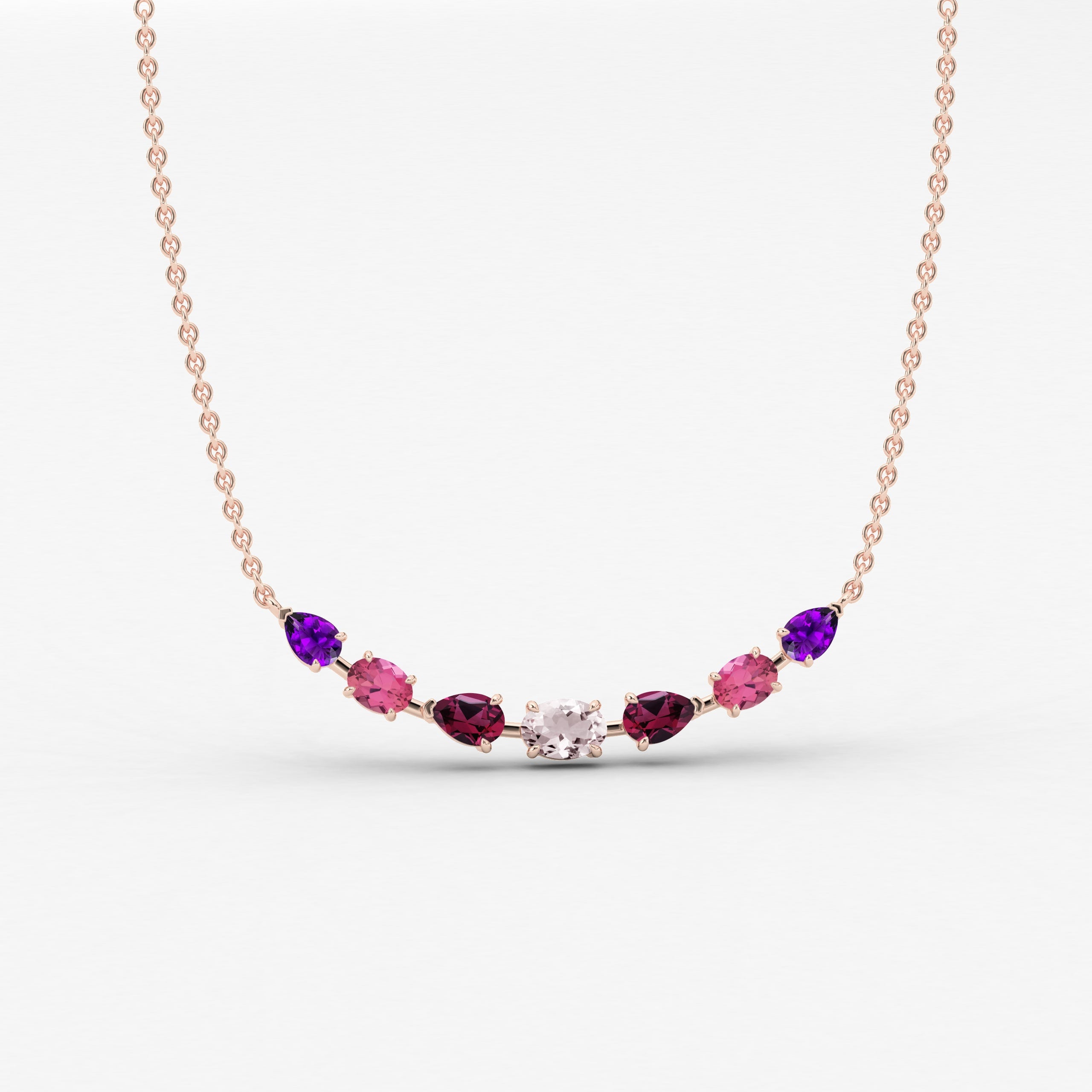 Gemstone bar necklace in rose gold