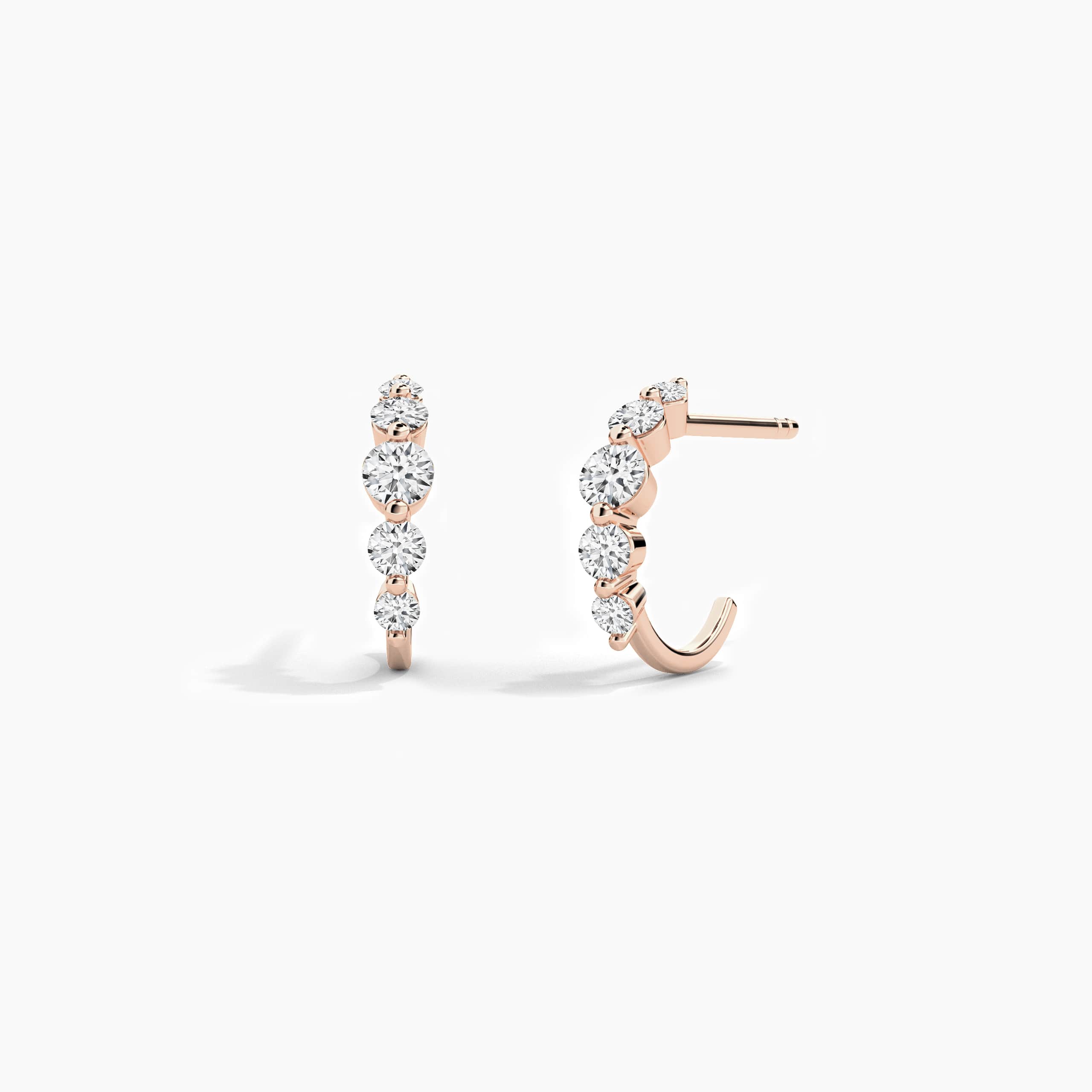 Rose Gold Round Cut Lab Grown Diamond Huggie Earring 