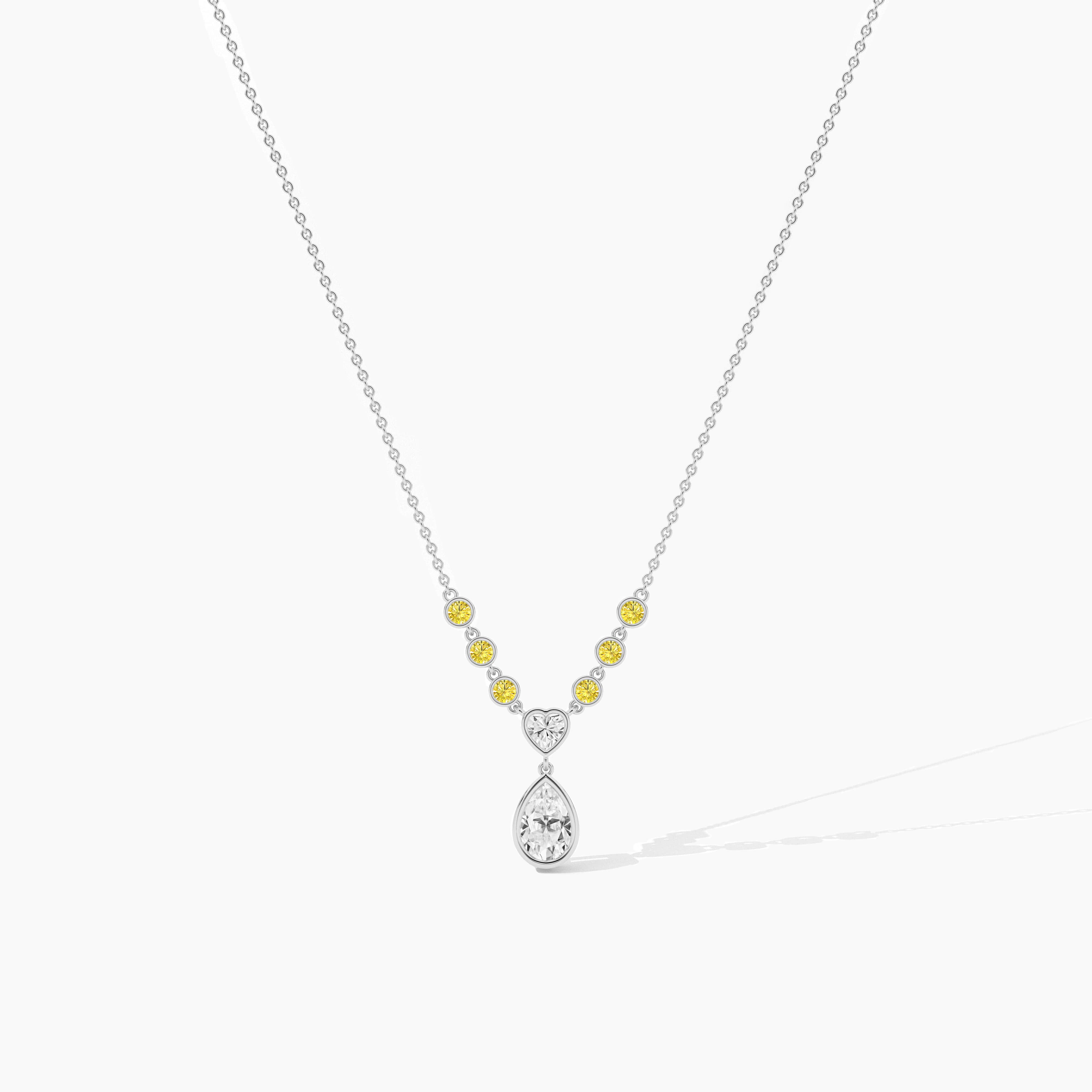 round yellow diamond drop necklace 