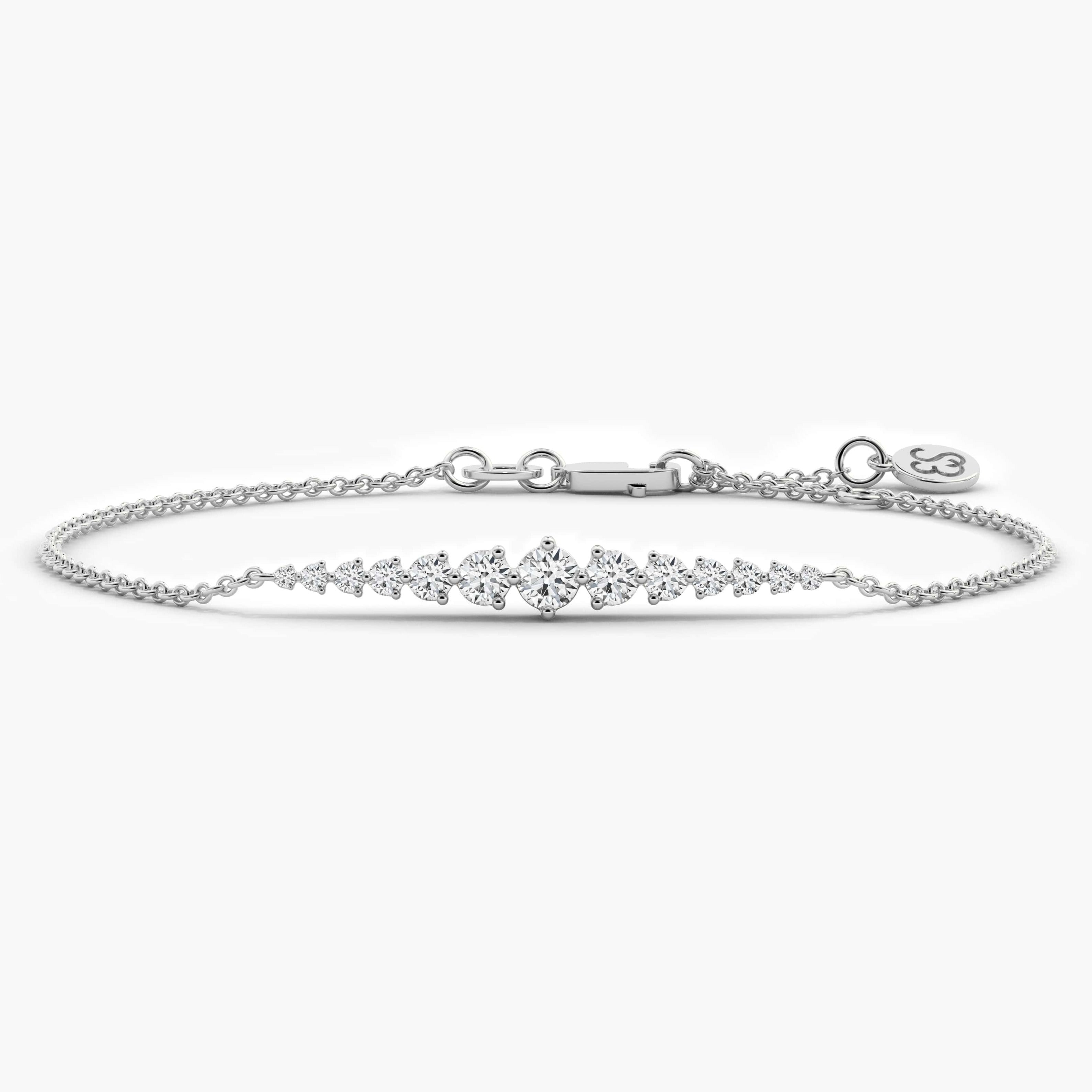 Round Shape Lab Grown Chain Bracelet In White Gold