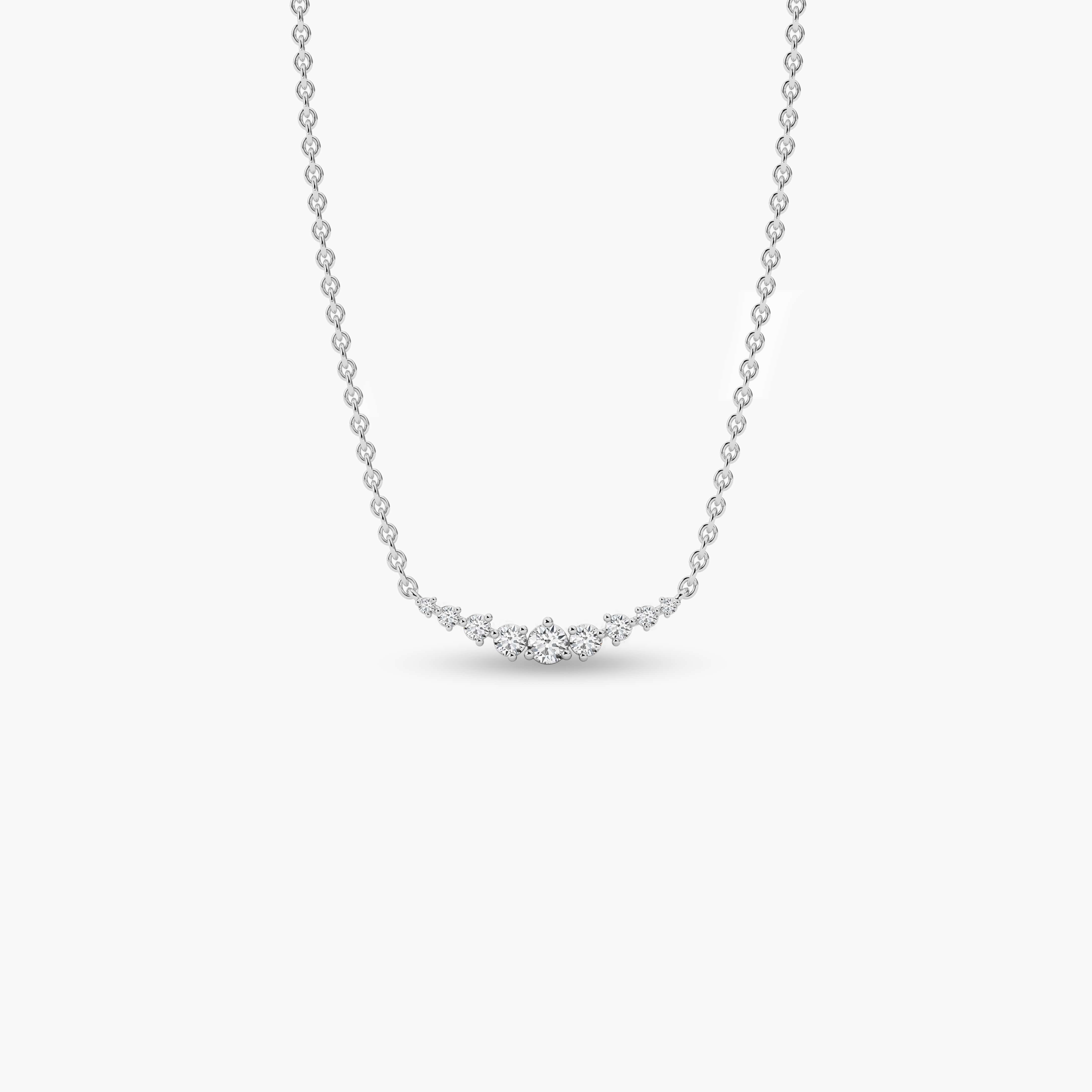 White Gold Round Shape Moissanite Diamond Curved  Necklace 