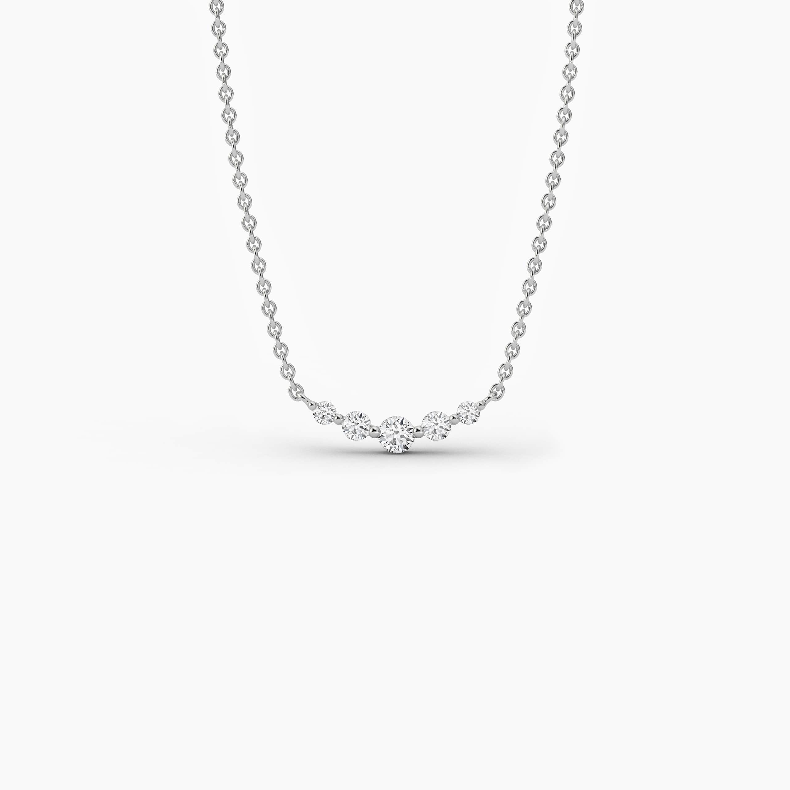 White Gold Round Cut Moissanite Diamond Necklace For Woman's  