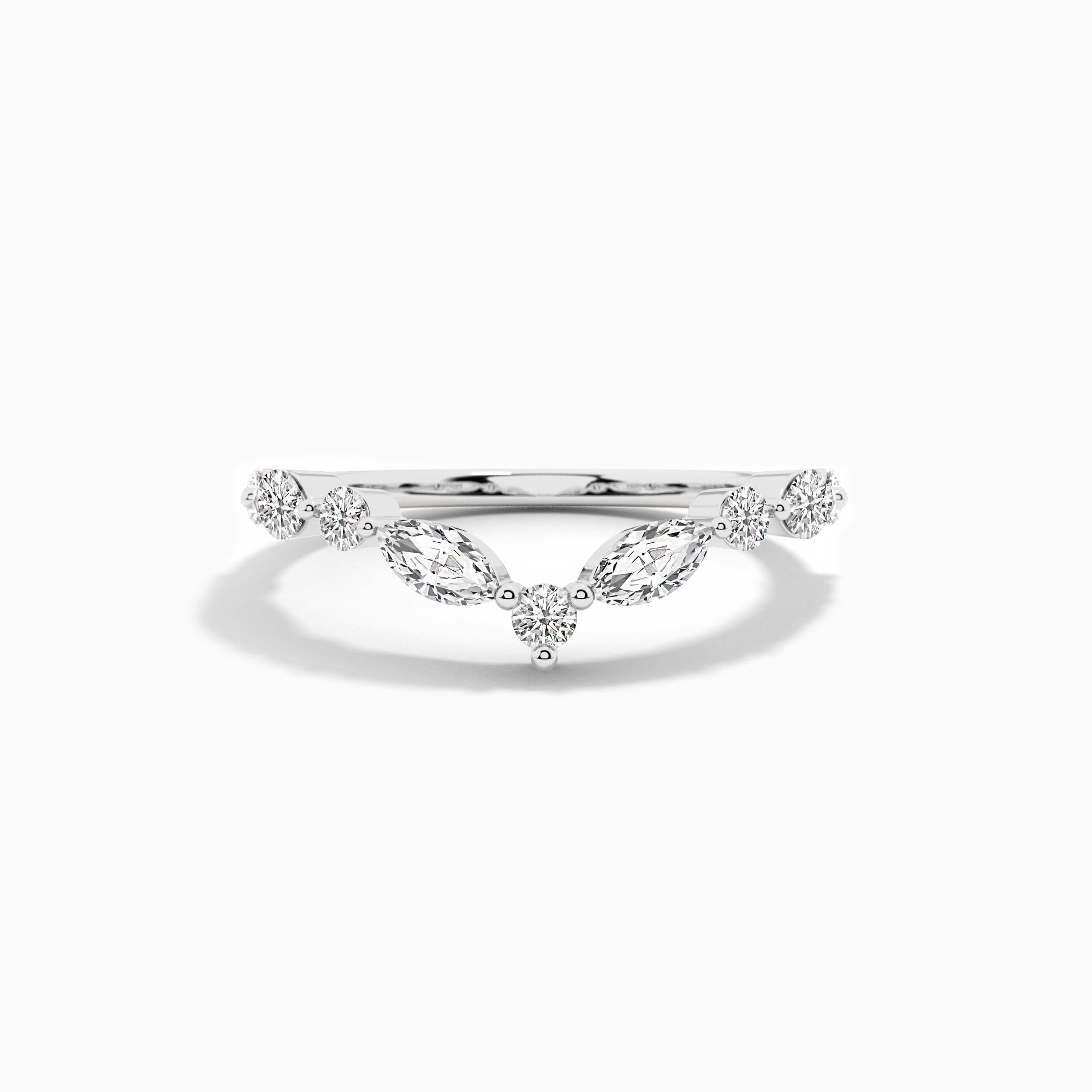 white gold diamond curved ring for woman