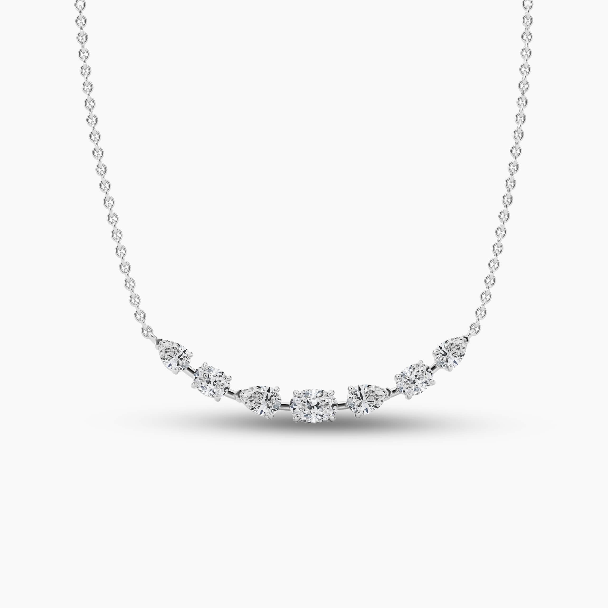 Multi Fancy Shape Moissanite Diamond Pendant Necklace In White Gold   