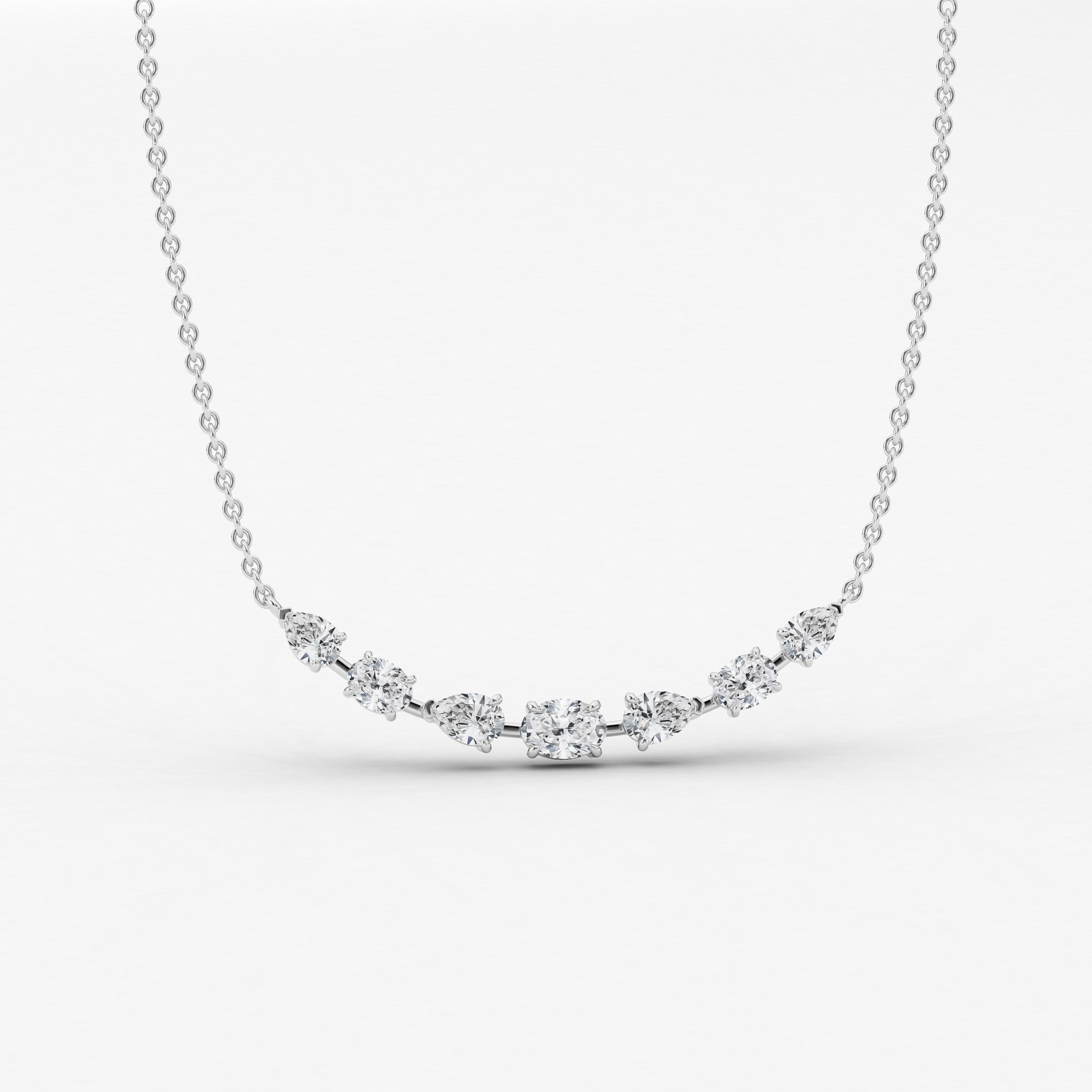 Multi Fancy Shape Moissanite Diamond Pendant Necklace In White Gold  