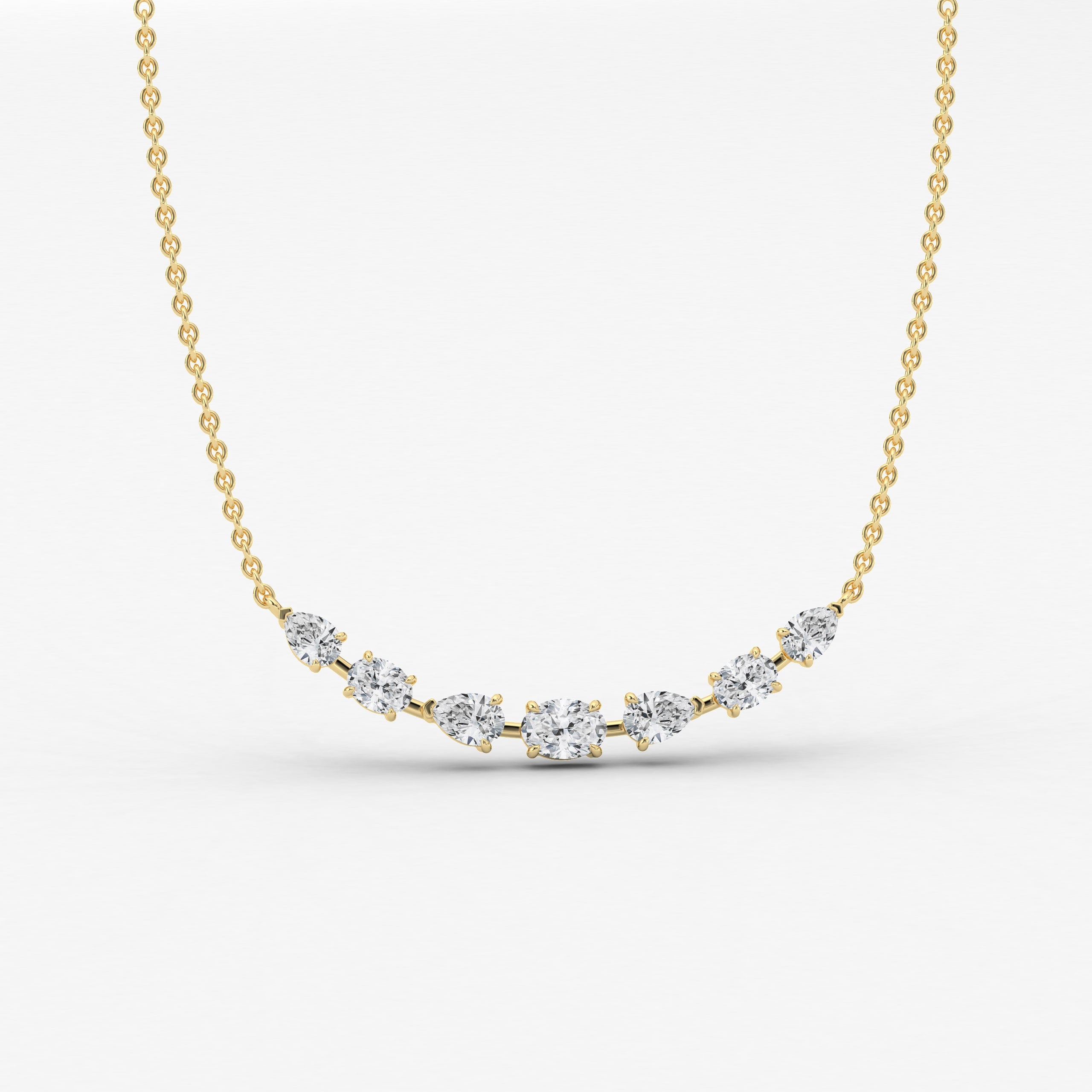 Multi Fancy Shape Diamond  Necklace In Yellow Gold 