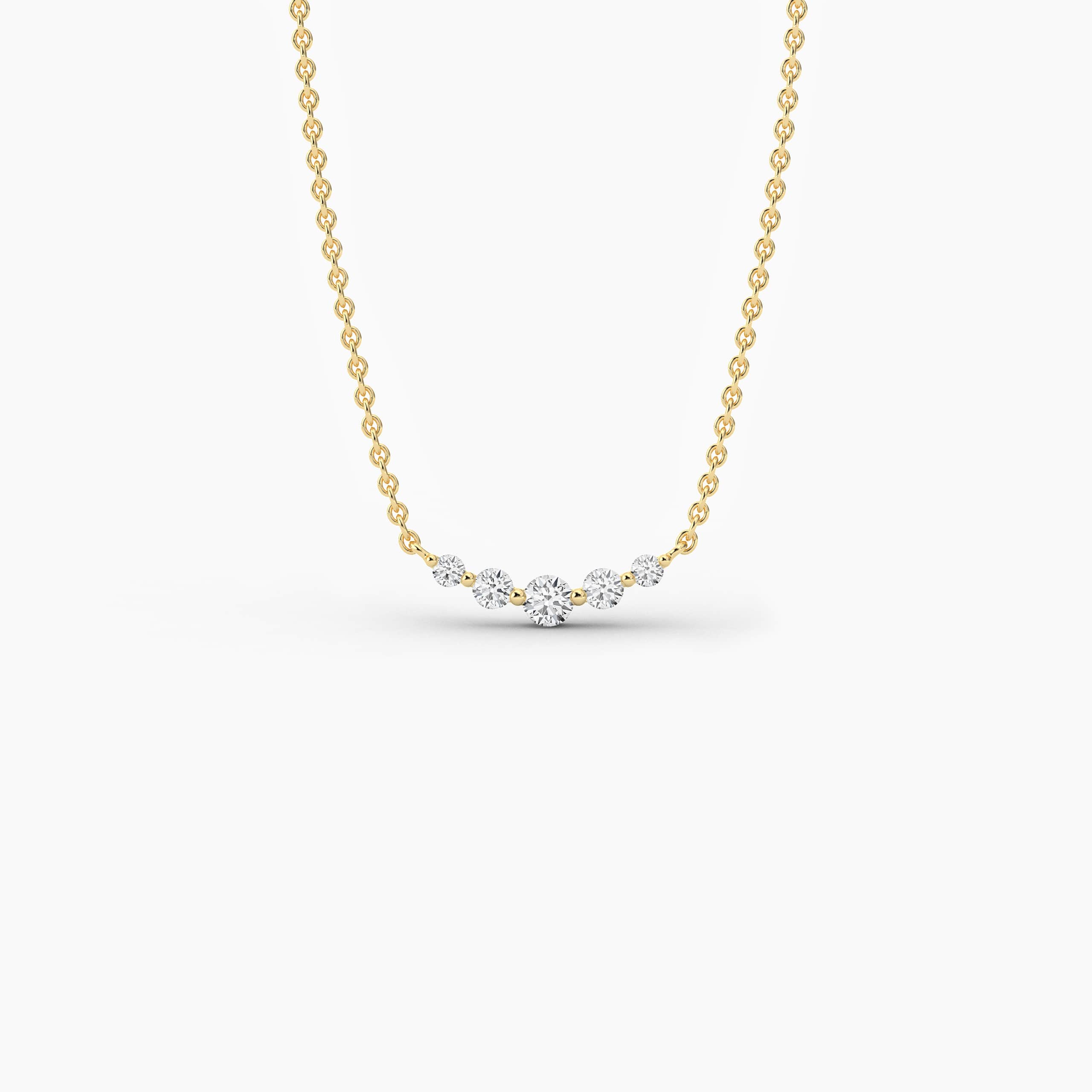 Round Cut Moissanite Diamond Necklace In Yellow Gold For Woman 