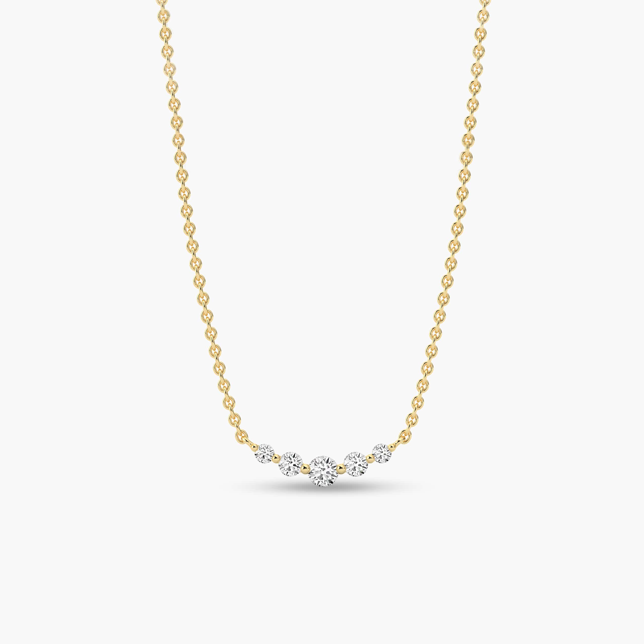 Round Cut Moissanite Diamond Necklace In Yellow Gold For Woman 