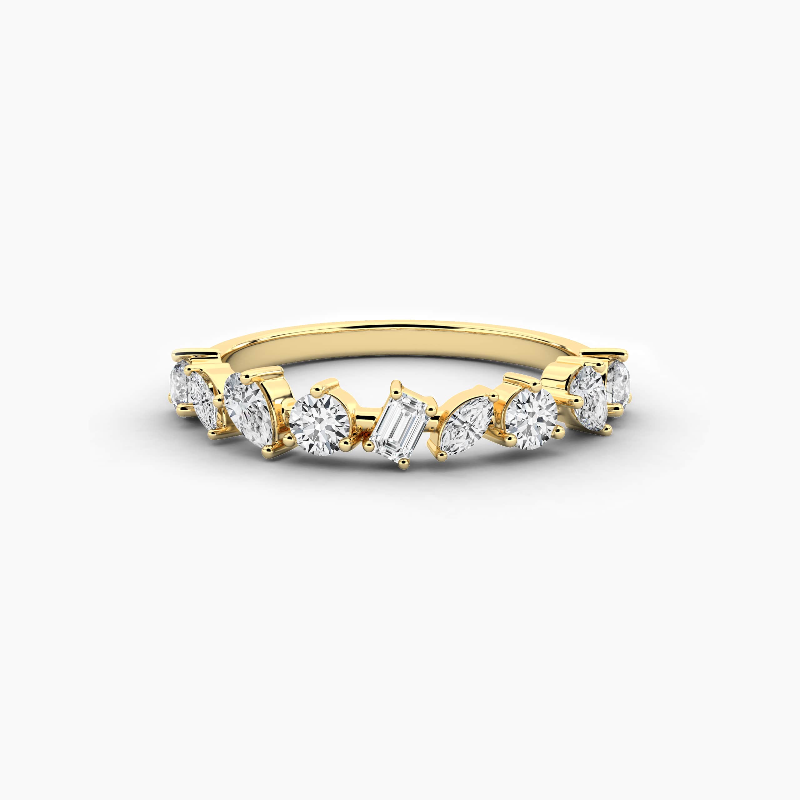 Multi Shape Moissanite Diamond Cluster Engagement Ring In Yellow Gold