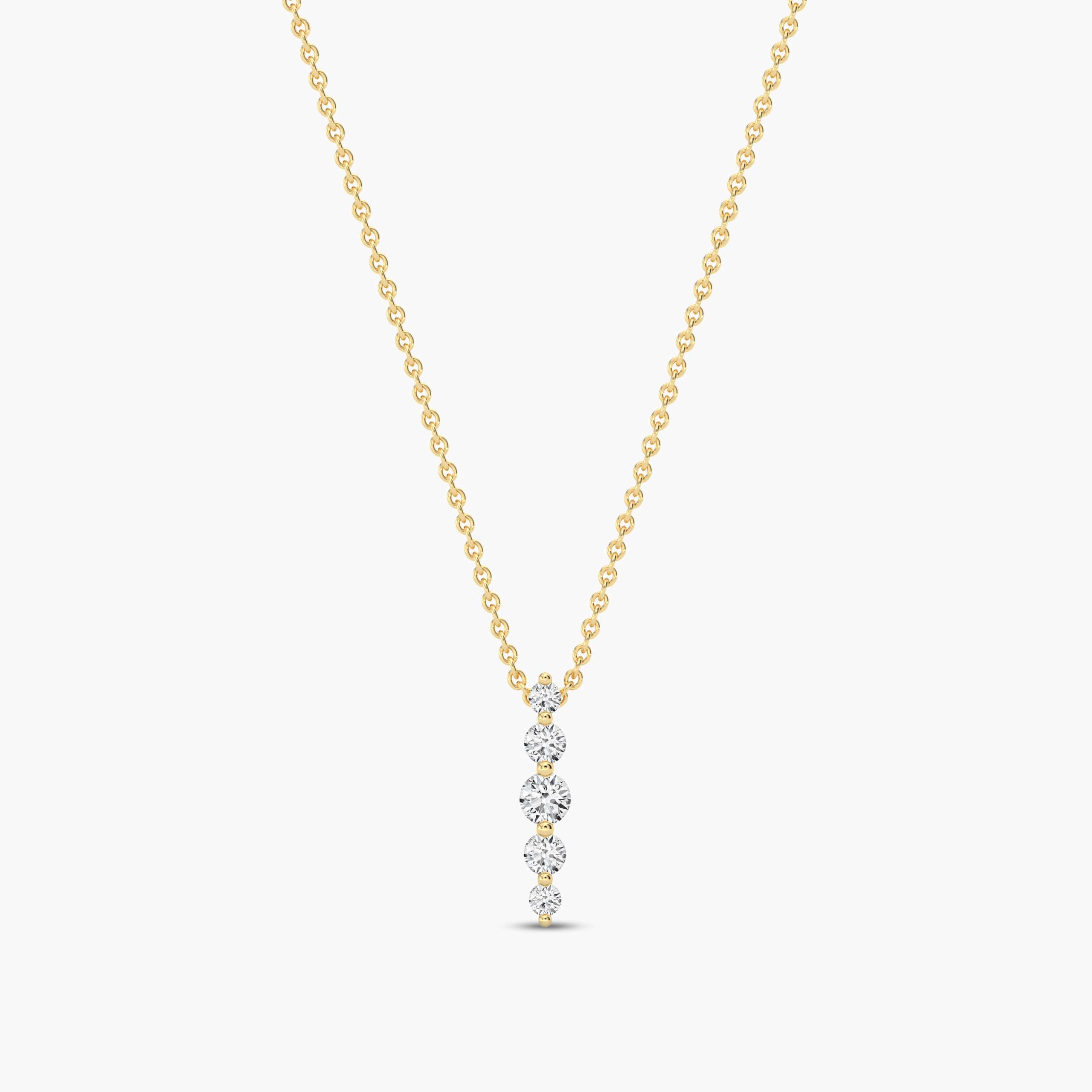 Round Cut Moissanite Diamond Necklace In Yellow God 