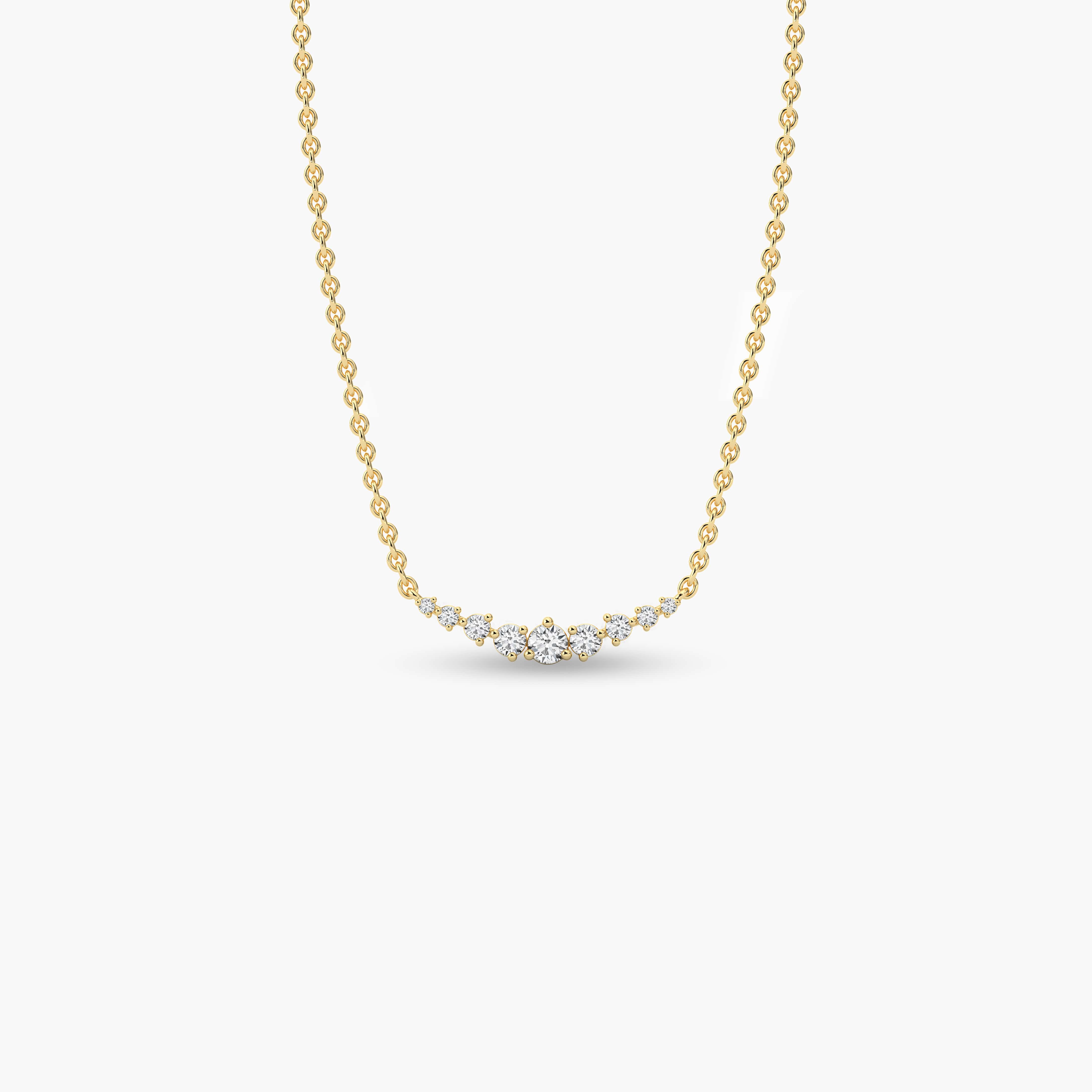 Yellow Gold Round Shape Diamond Necklace 