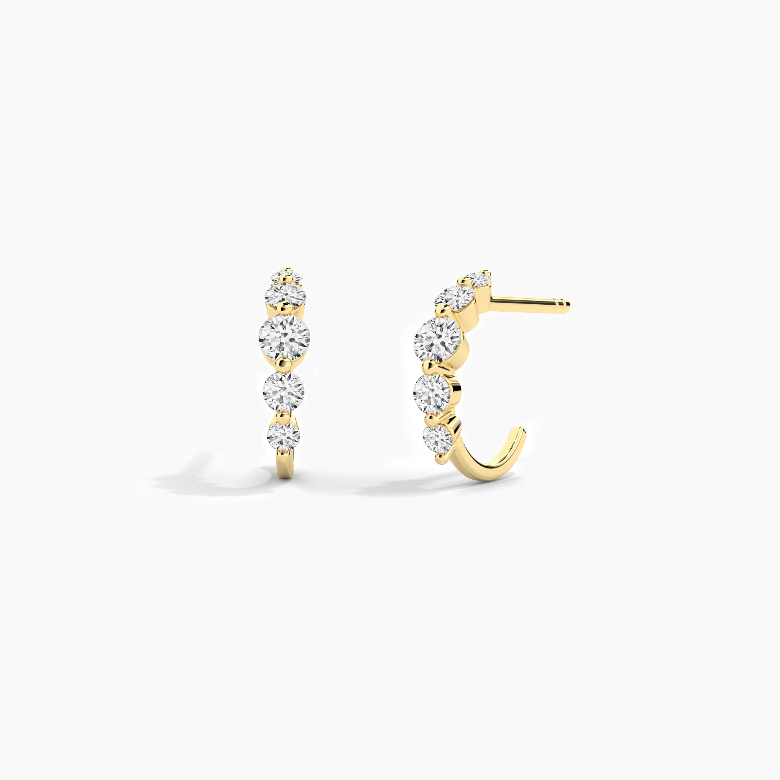 Round Cut Moissanite Diamond Huggie  Earring In Yellow Gold For Woman's
