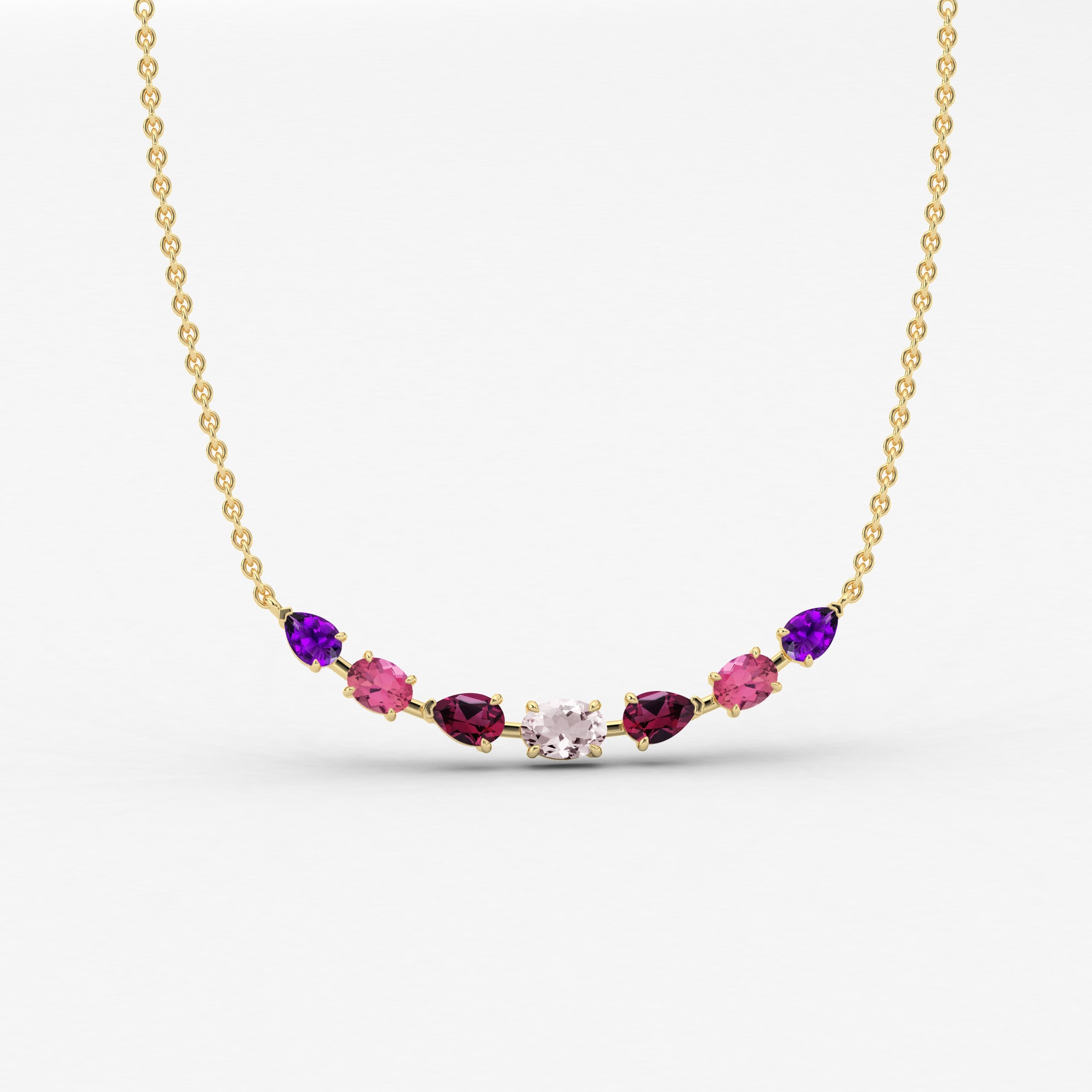 precious stone necklace in yellow gold