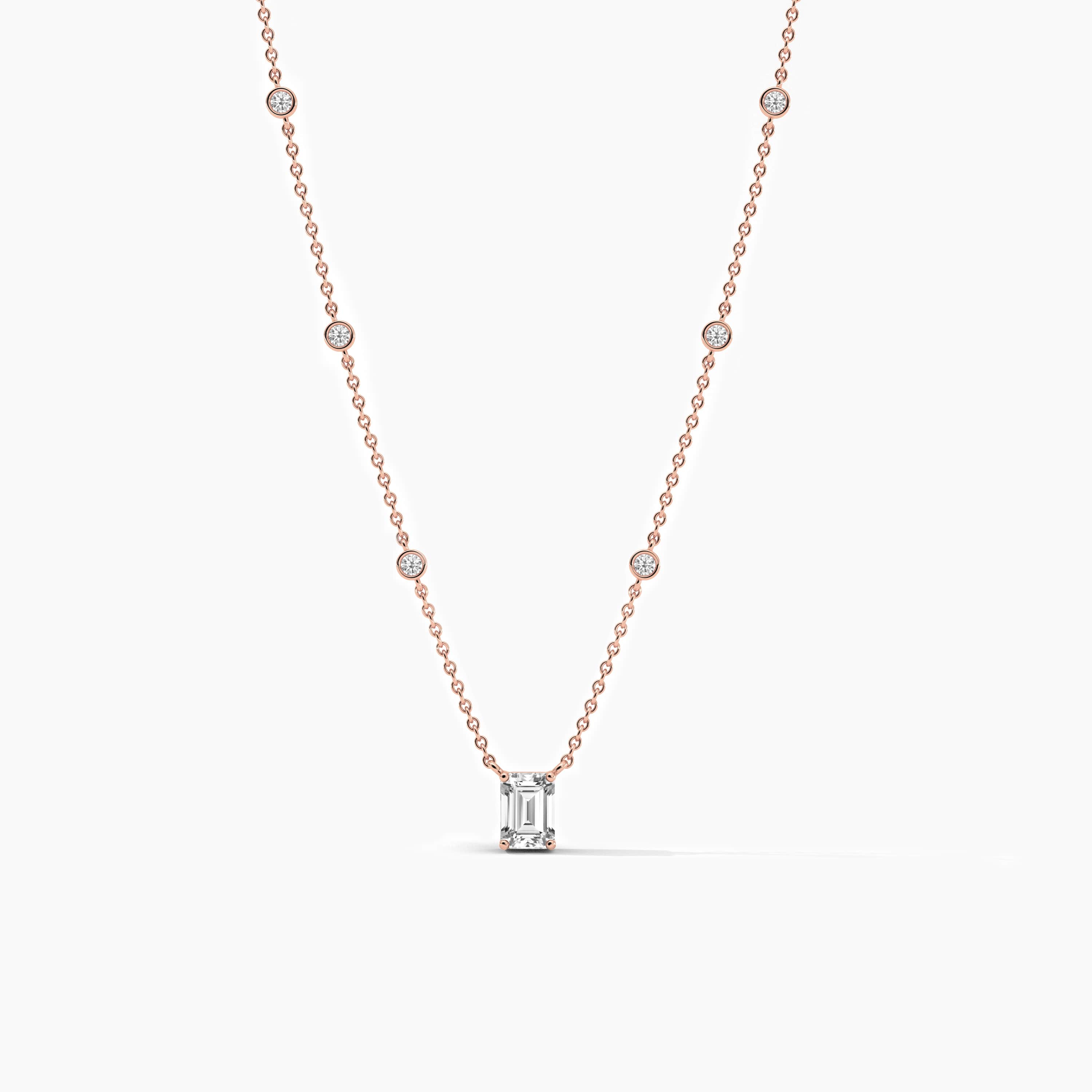 Diamond Station Necklace Bezel-Set in 14k Rose Gold
