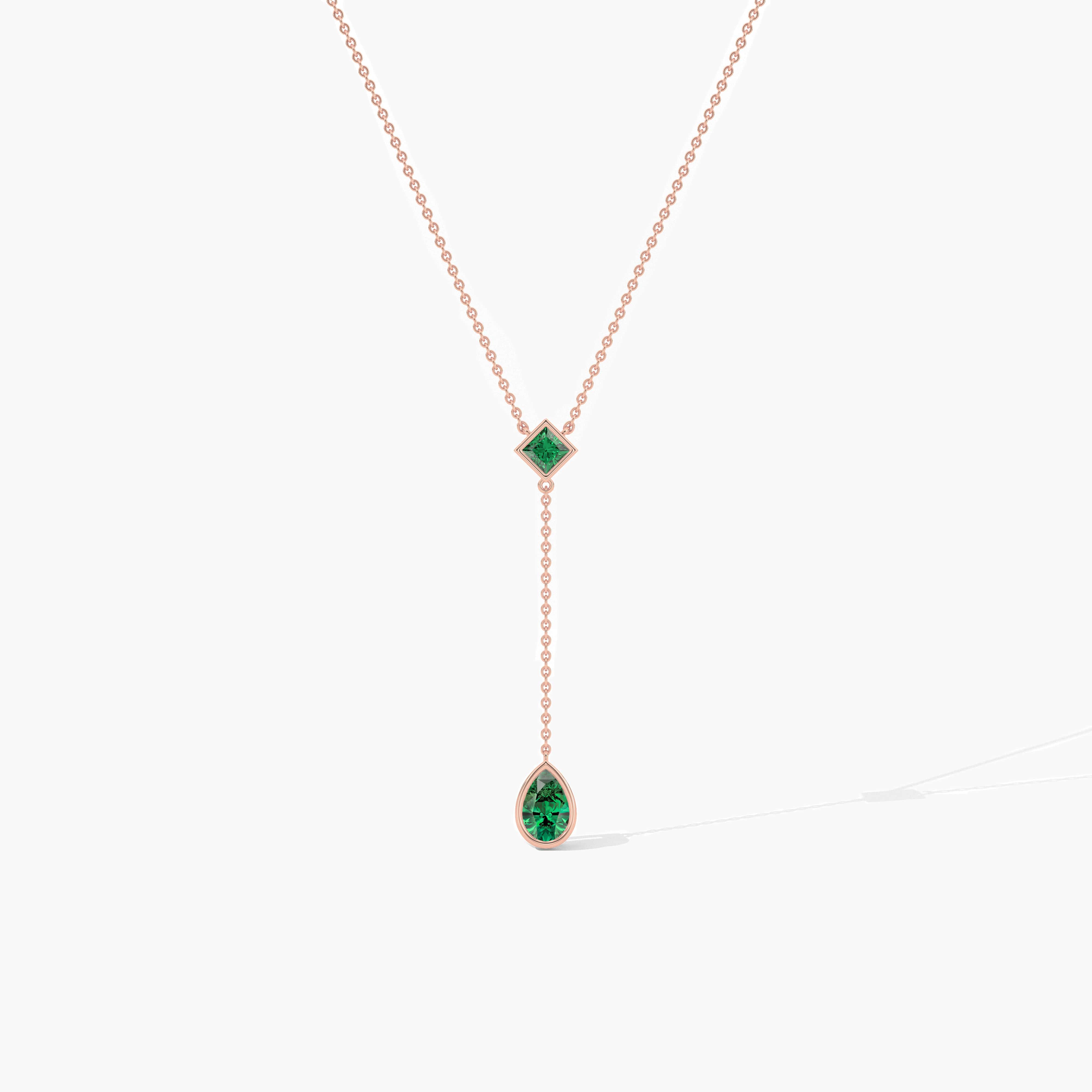 emerald diamond lariat  necklae 