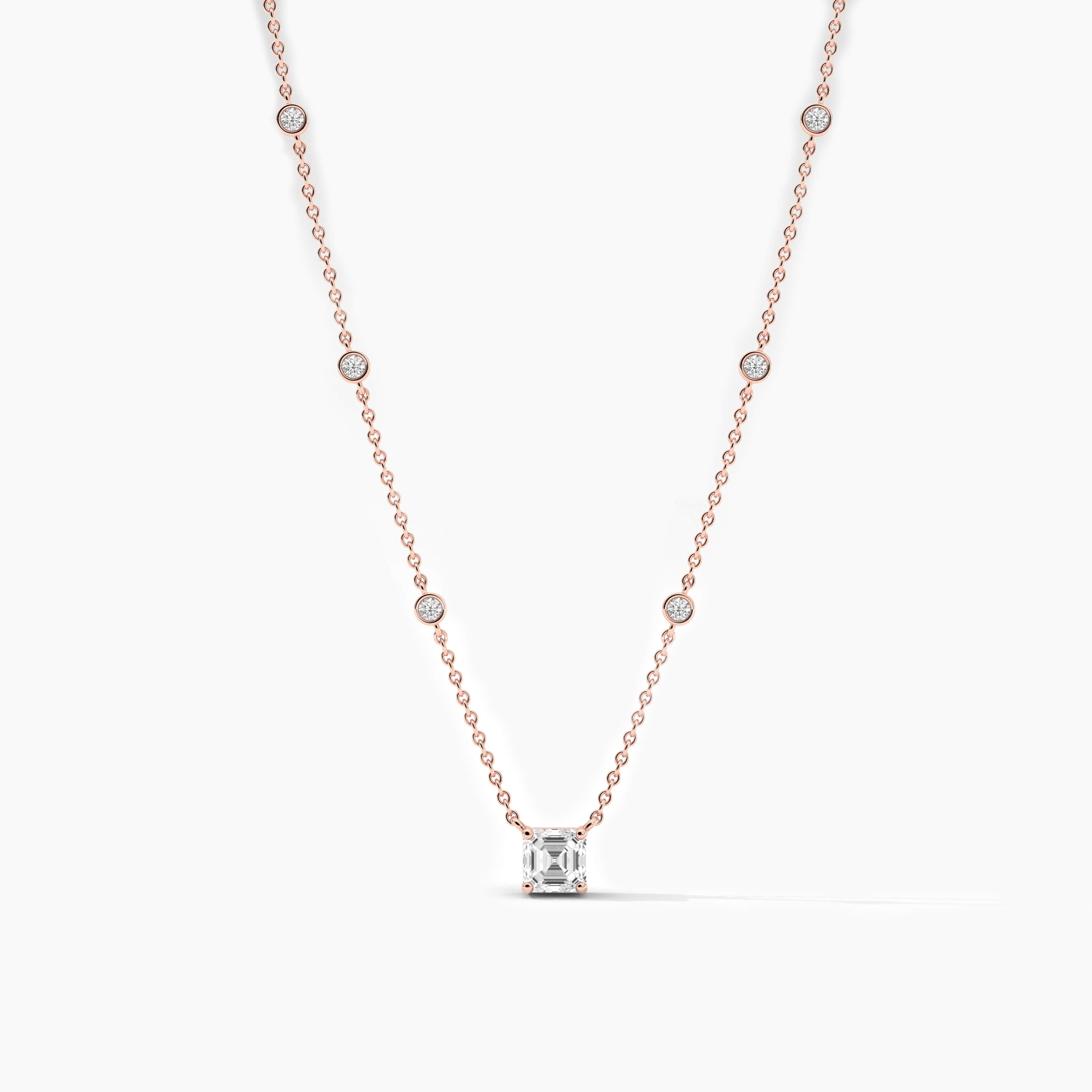 14K Rose Gold Diamond Station Necklace