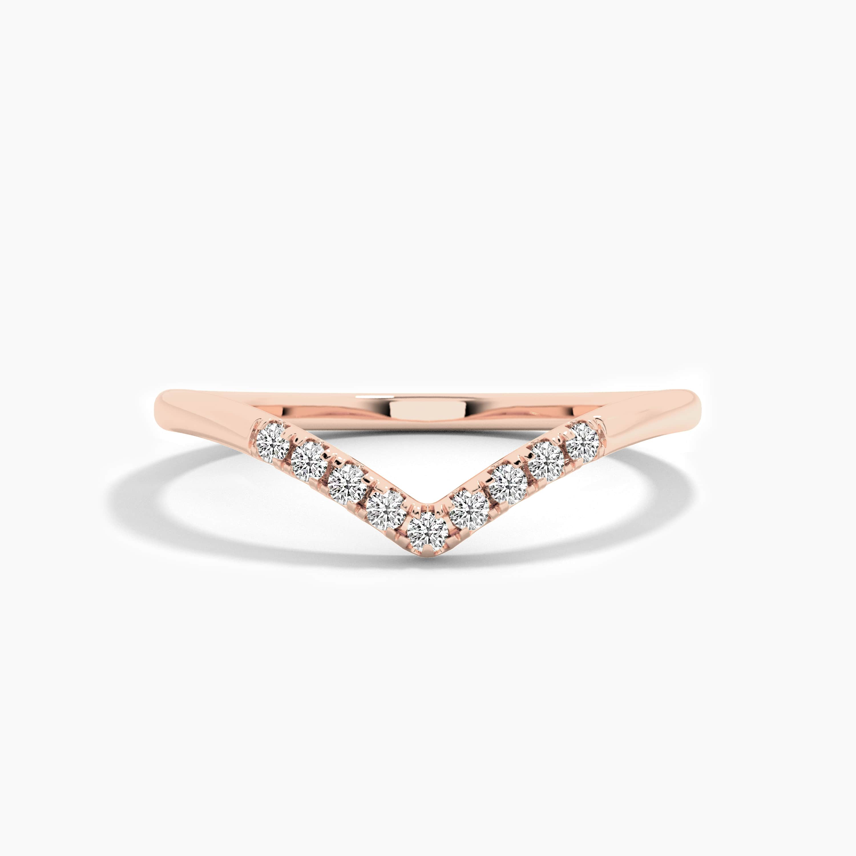 rose gold round cut diamond curved ring  