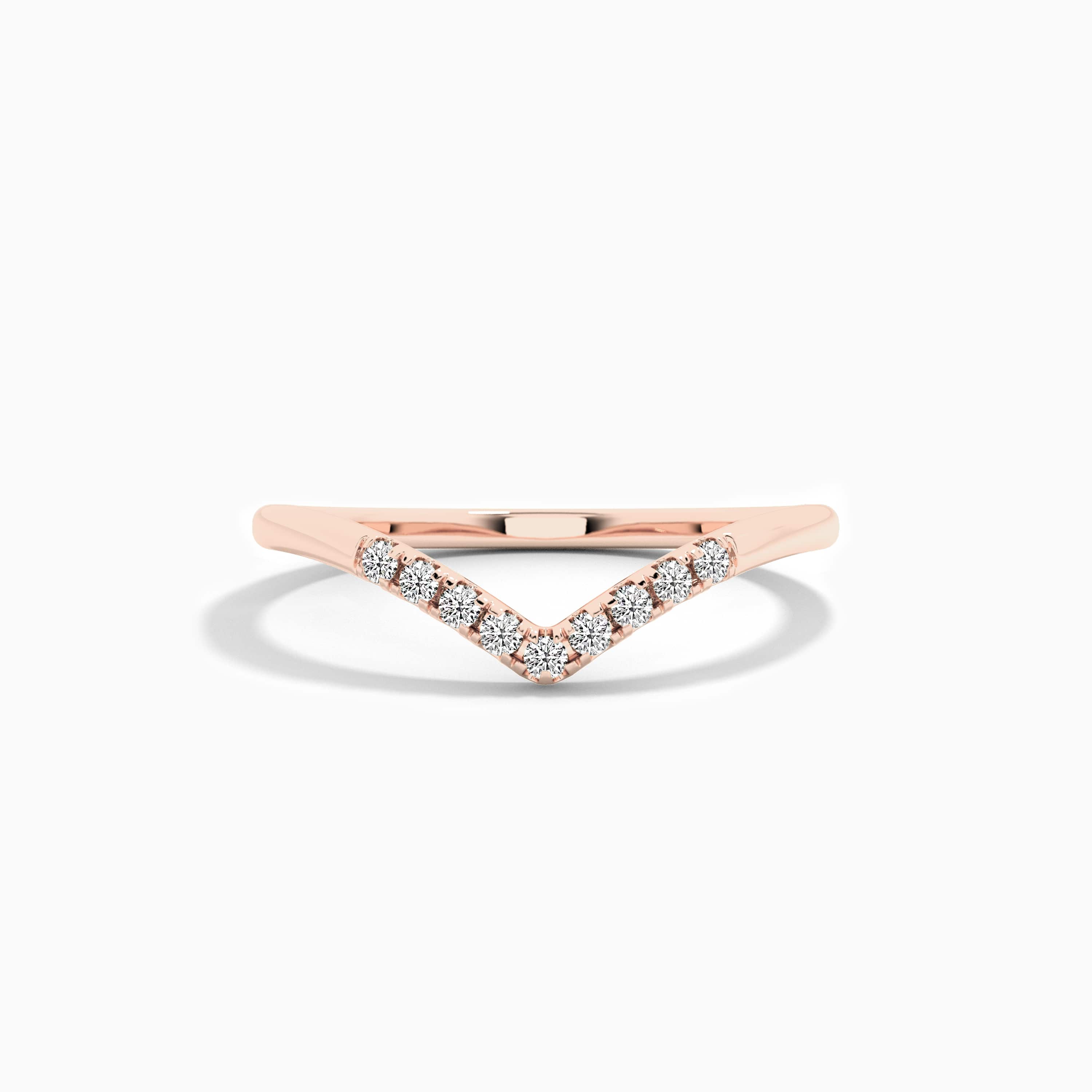 rose gold round cut diamond curved ring