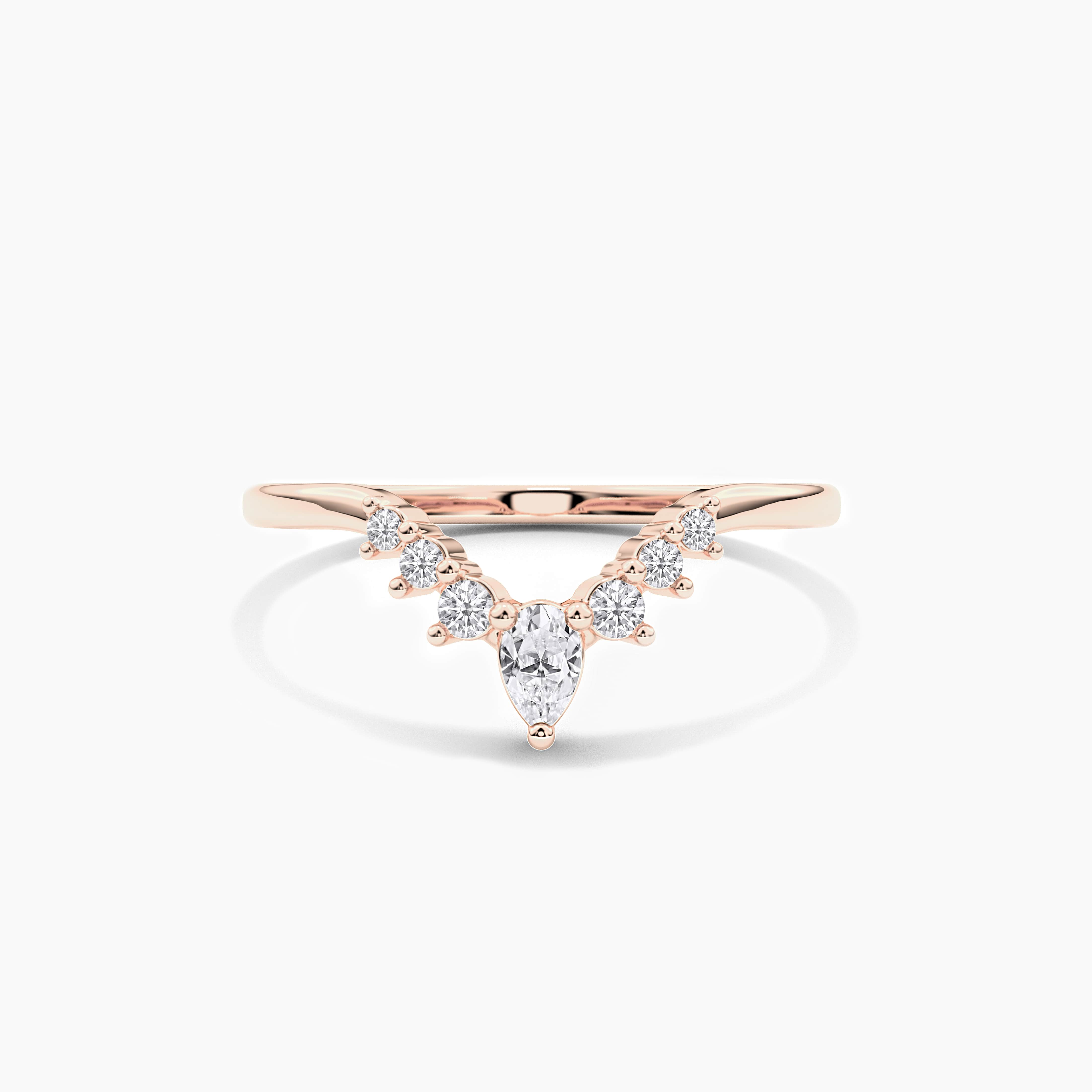Rose Gold Pear and Round Moissanite Wedding Ring